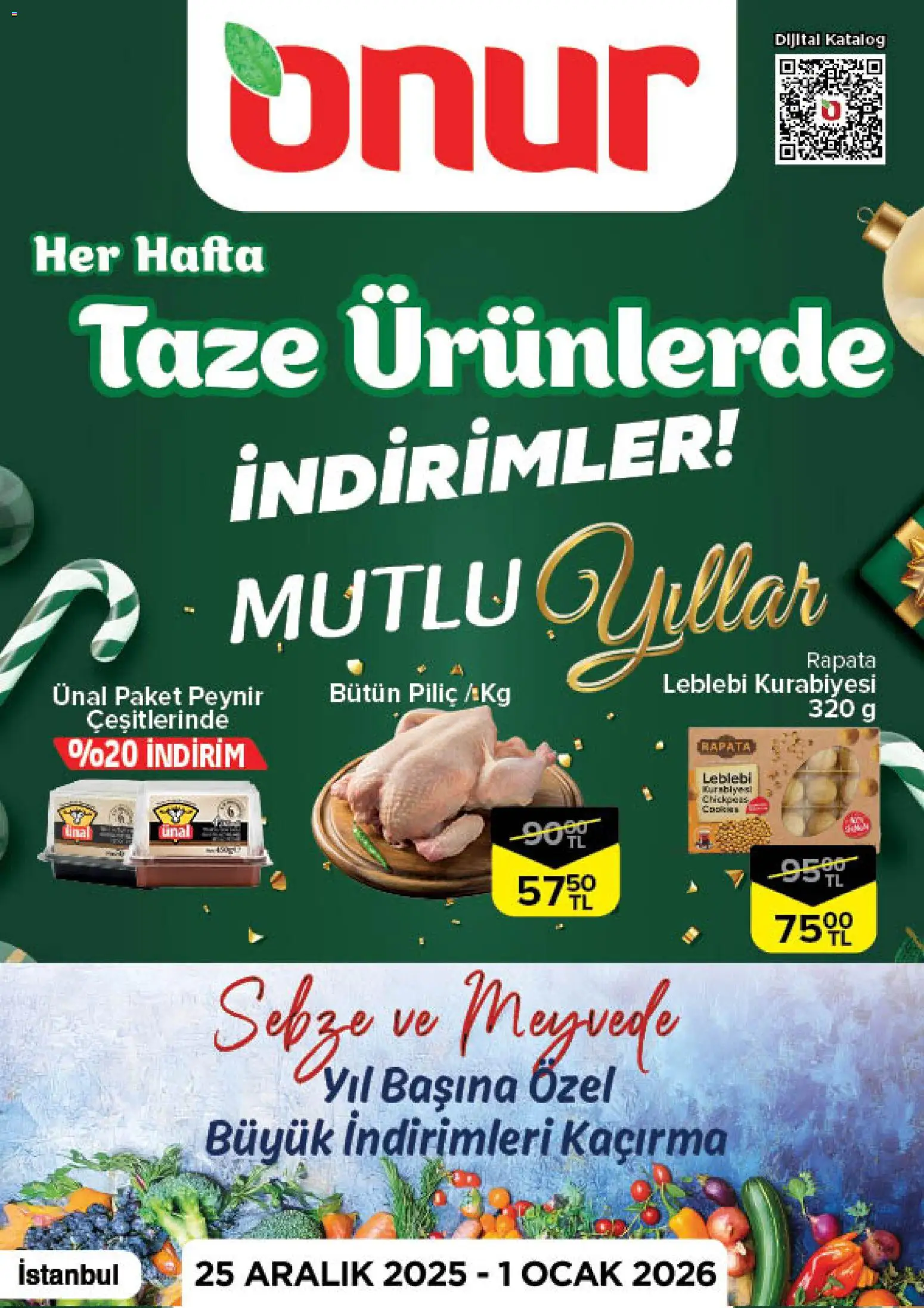 Onur Market Taze Ürünlerde İndirimler - İstanbul 25.12.2025 - Broşürünün önizlemesi