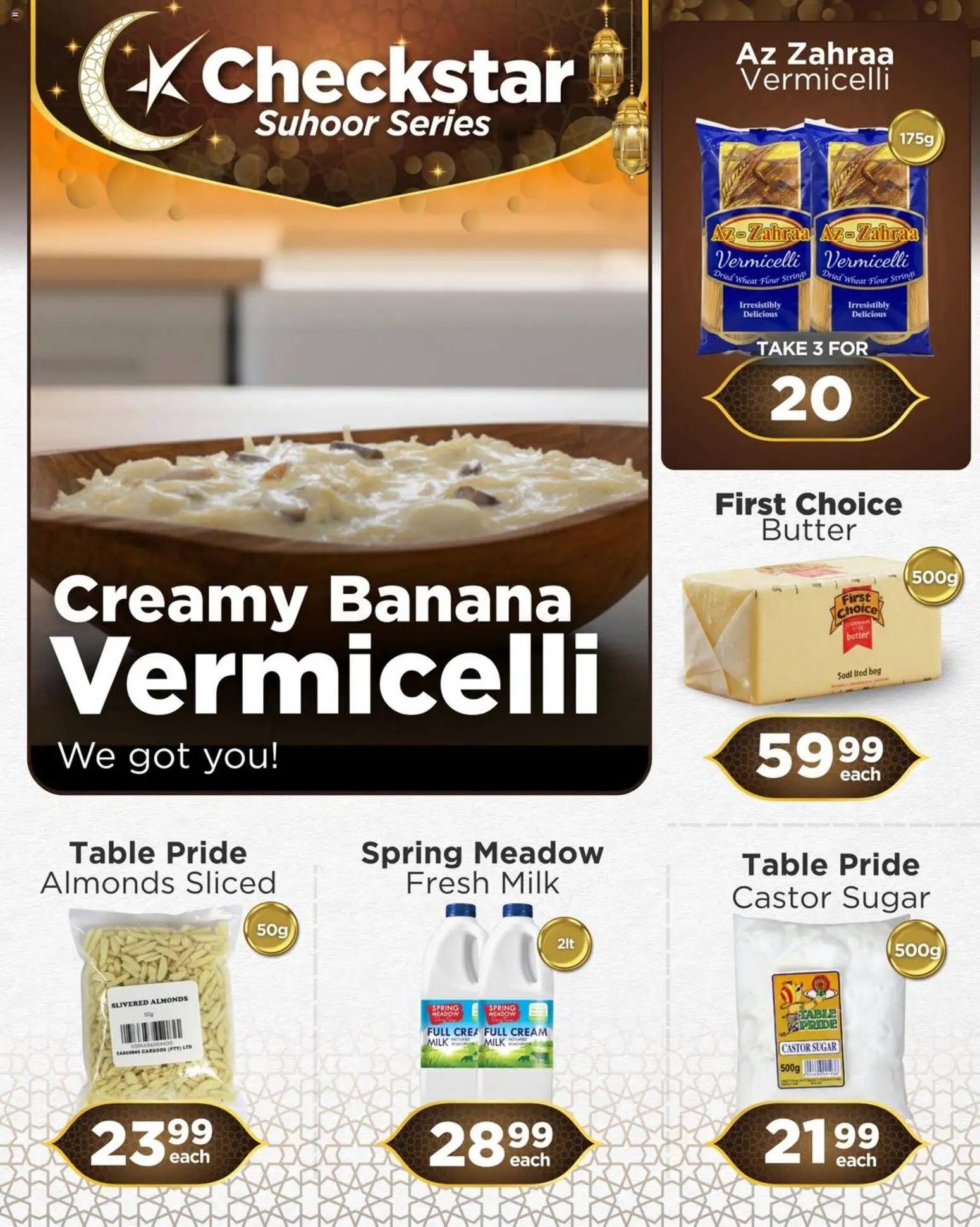 Preview of Check Star flyer valid from 09/03/2026 - Milk, Butter, Sugar, Cream, Flour, Almonds, Meadow, Table