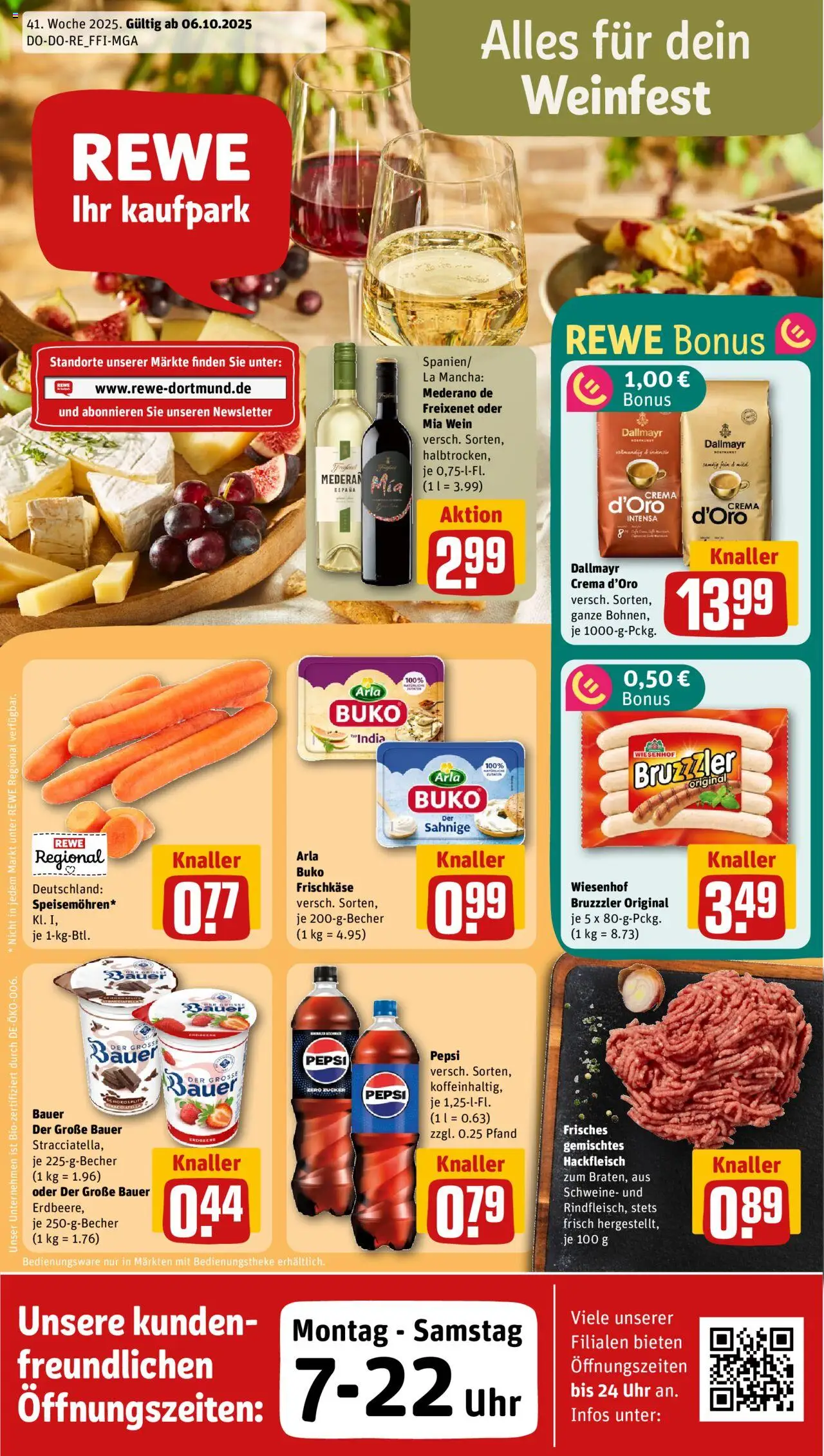 Rewe ihr Kaufpark Prospekt (vom 06.10.2025 - 12.10.2025) - Uhr, Wein, Hackfleisch, Dallmayr, Zucker, Pepsi, Freixenet, Frischkase
