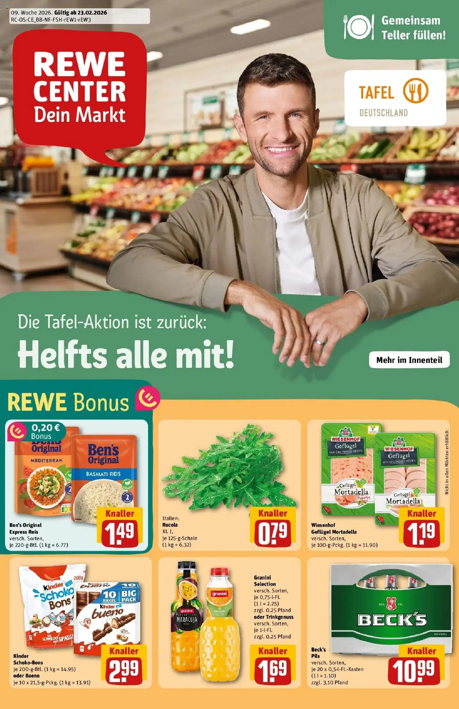 Vorschau von dem Prospekt des Geschäftes Rewe, gültig ab dem 22.02.2026 - Rucola, Paprika, Reis, Basmatireis, Granini, Pils