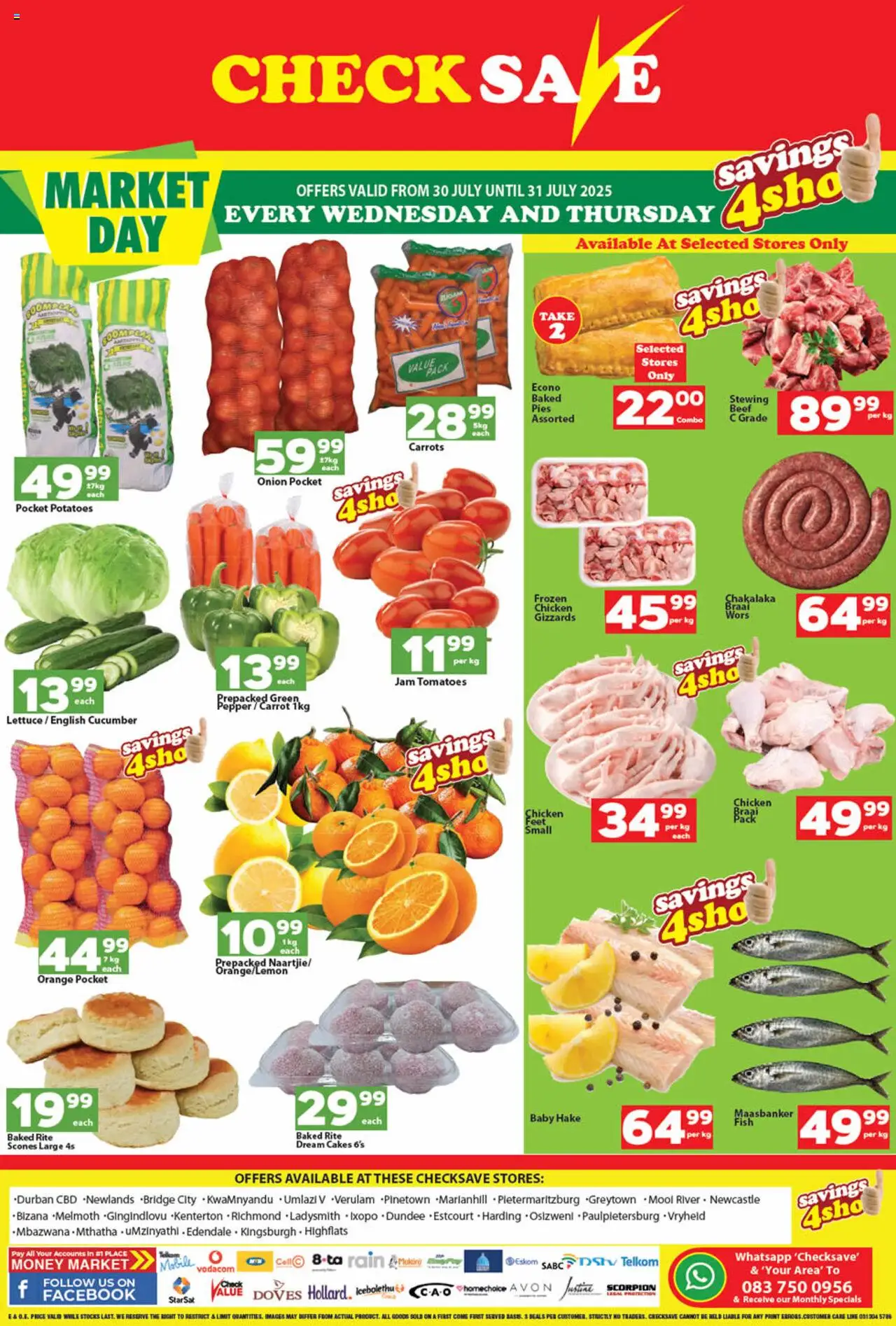 Check Save Market Day from 30/07 - 31/07/2025 > Promotions - Jam, Potatoes, Tomatoes, Carrots, Onion, Beef, Lettuce, Pepper