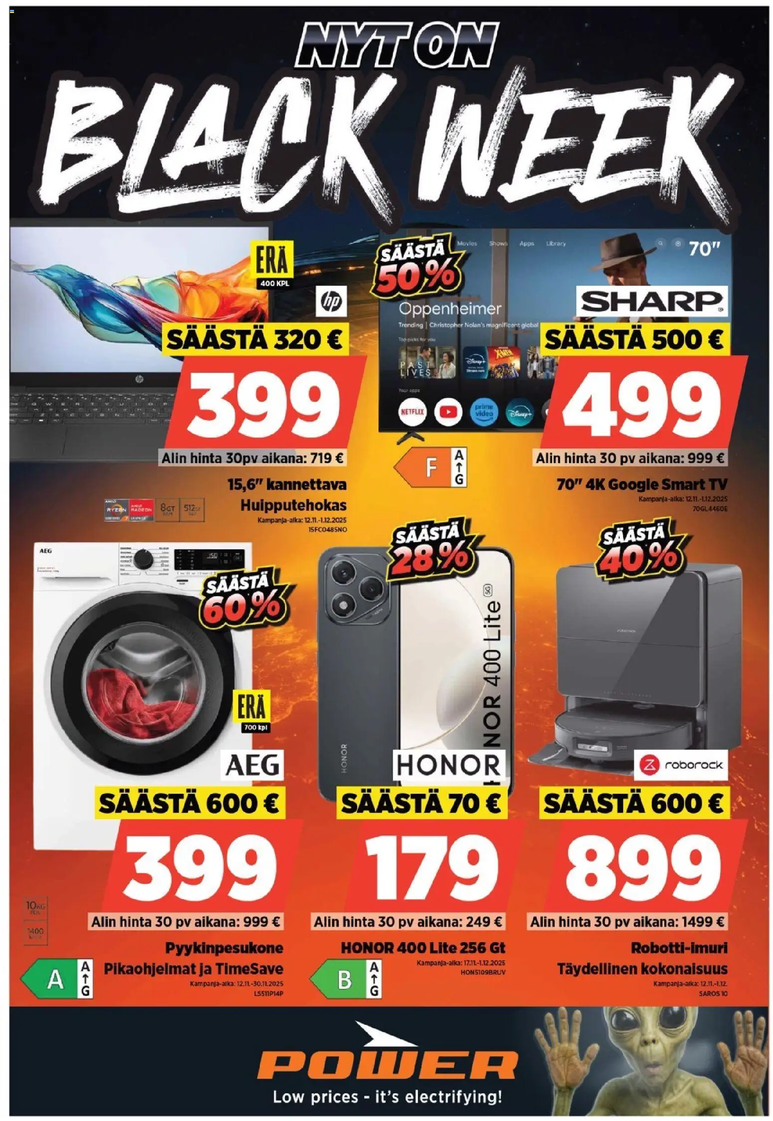 Kaupan Power Black Friday esikatselu, voimassa 17/11/2025
