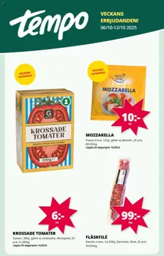 Förhandsgranska reklamblad Aktuella reklamblad Tempo från butik Tempo gäller från 06/10/2025