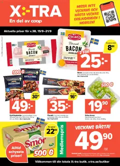 Förhandsgranska reklamblad Aktuella reklamblad Coop X:-TRA från butik Coop X:-TRA gäller från 15/09/2025