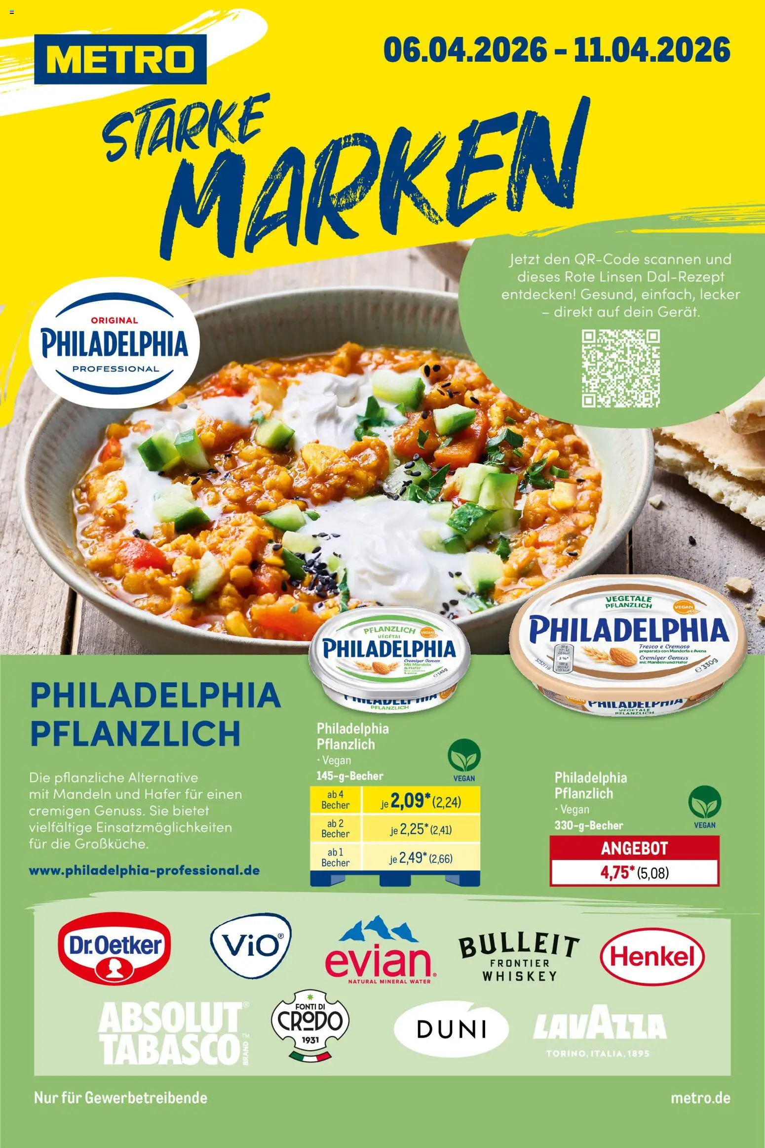 Vorschau von dem Prospekt des Geschäftes Metro, gültig ab dem 06.04.2026 - Philadelphia, Lavazza, Mandeln, Whiskey