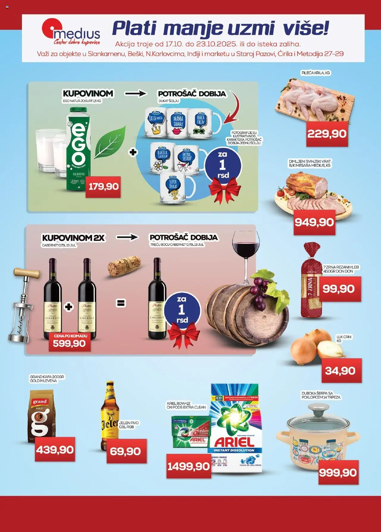 Medius katalog važi od 17.10.2025 - stranica 1 - Kafa, Ariel, Hleb, Lenor, Jogurt, Vrat, Dimljeni svinjski vrat, Rezani hleb