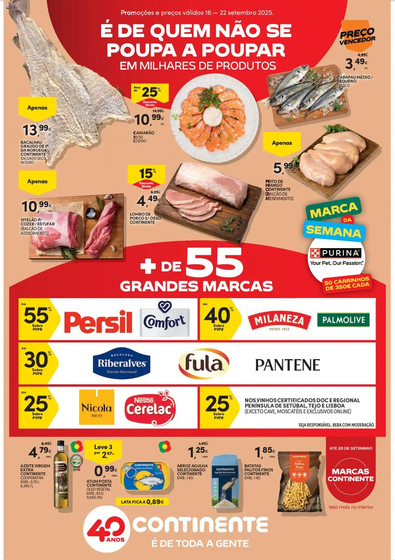 Continente Folheto de 16/09/2025 - catálogo esta semana - página 1 - Azeite, Frango, Arroz, Camarão, Peito de frango, Óleo, Milaneza, Óleo vegetal