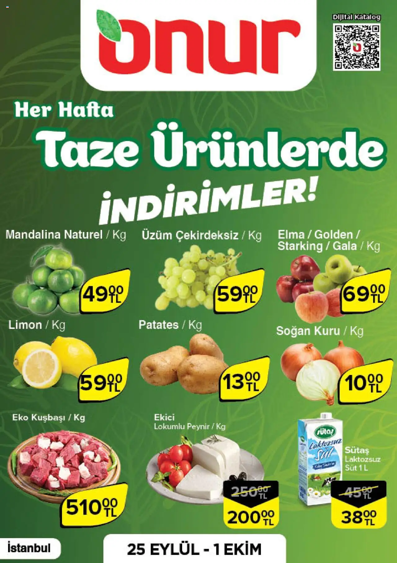 ONUR MARKET Katalog Taze Ürünlerde İndirimler - İstanbul (25 Eylül 2025) - Indirim, Broşür - Sayfa numarası 1
