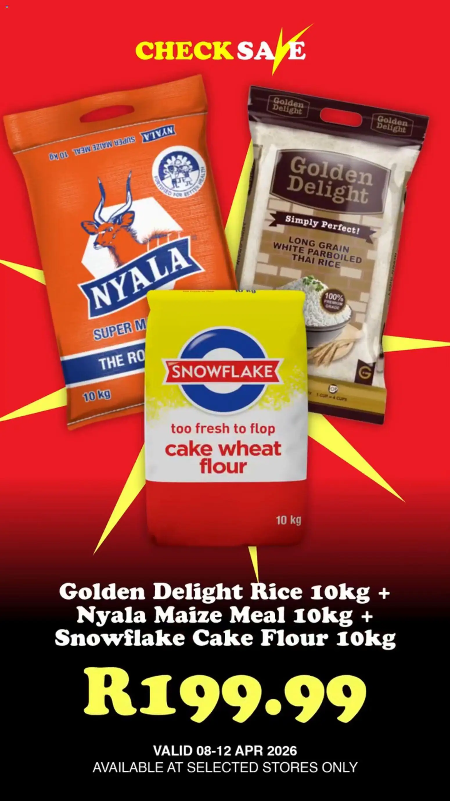 Preview of Check Save flyer valid from 08/04/2026 - Cake, Rice, Flour, Maize meal