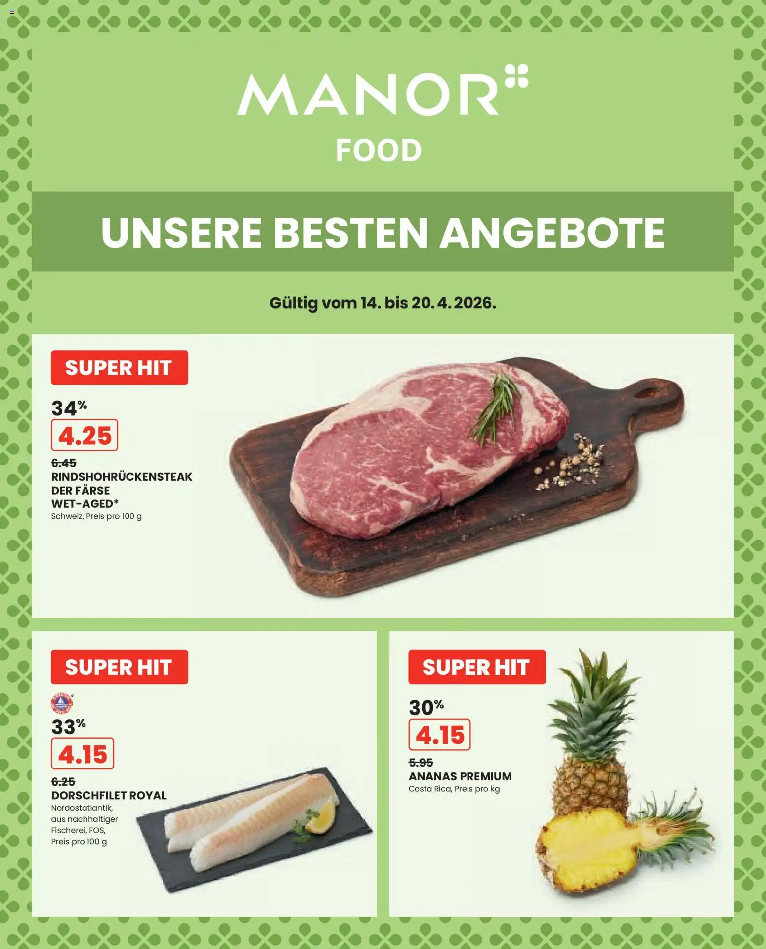 Vorschau des Merkblatts Manor aktionen vom Shop Manor gültig von 14.04.2026 bis 20.04.2026 - Ananas