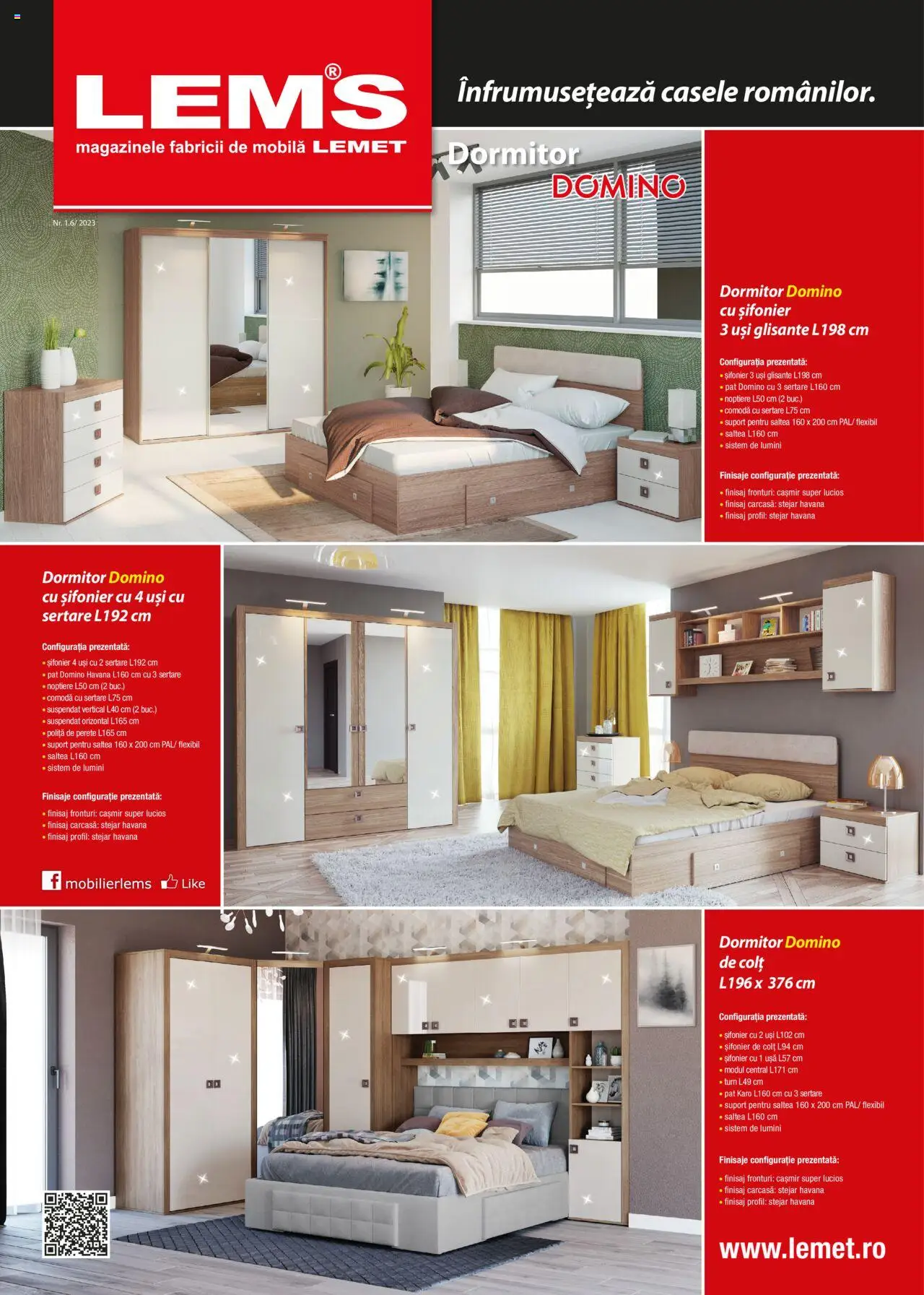 Lem’s Catalog - Dormitor Domino de la 17.11.2023 - Pagină 1 - Pat, Ușă, Saltea, Comodă, Șifonier, Carcasă