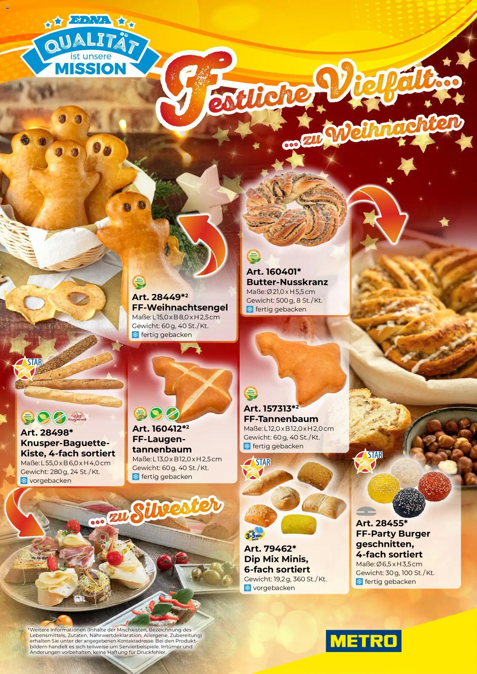 Vorschau der Angebote: Metro EDNA Weihnachten gültig ab 01.12.2025 - Burger, Gewicht