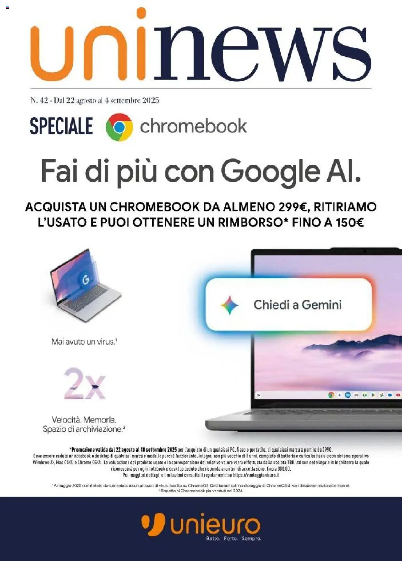 Volantino Unieuro valido da 22/08/2025 numero di pagina 1