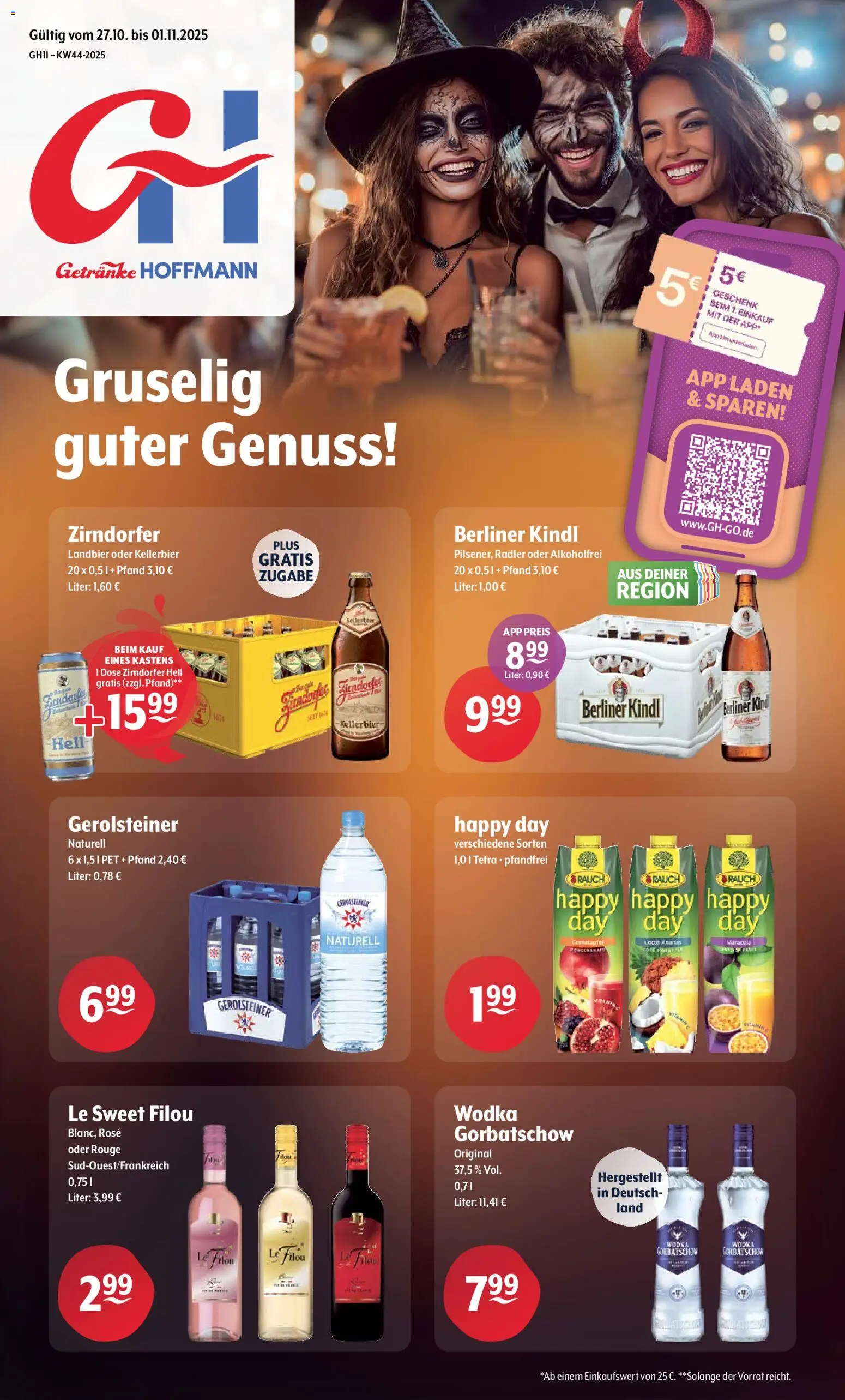 Trink und Spare Prospekt (vom 27.10.2025 - 01.11.2025) - Bier, Granatapfel, Gerolsteiner, Ananas, Berliner, Wodka gorbatschow, Radler, Rouge