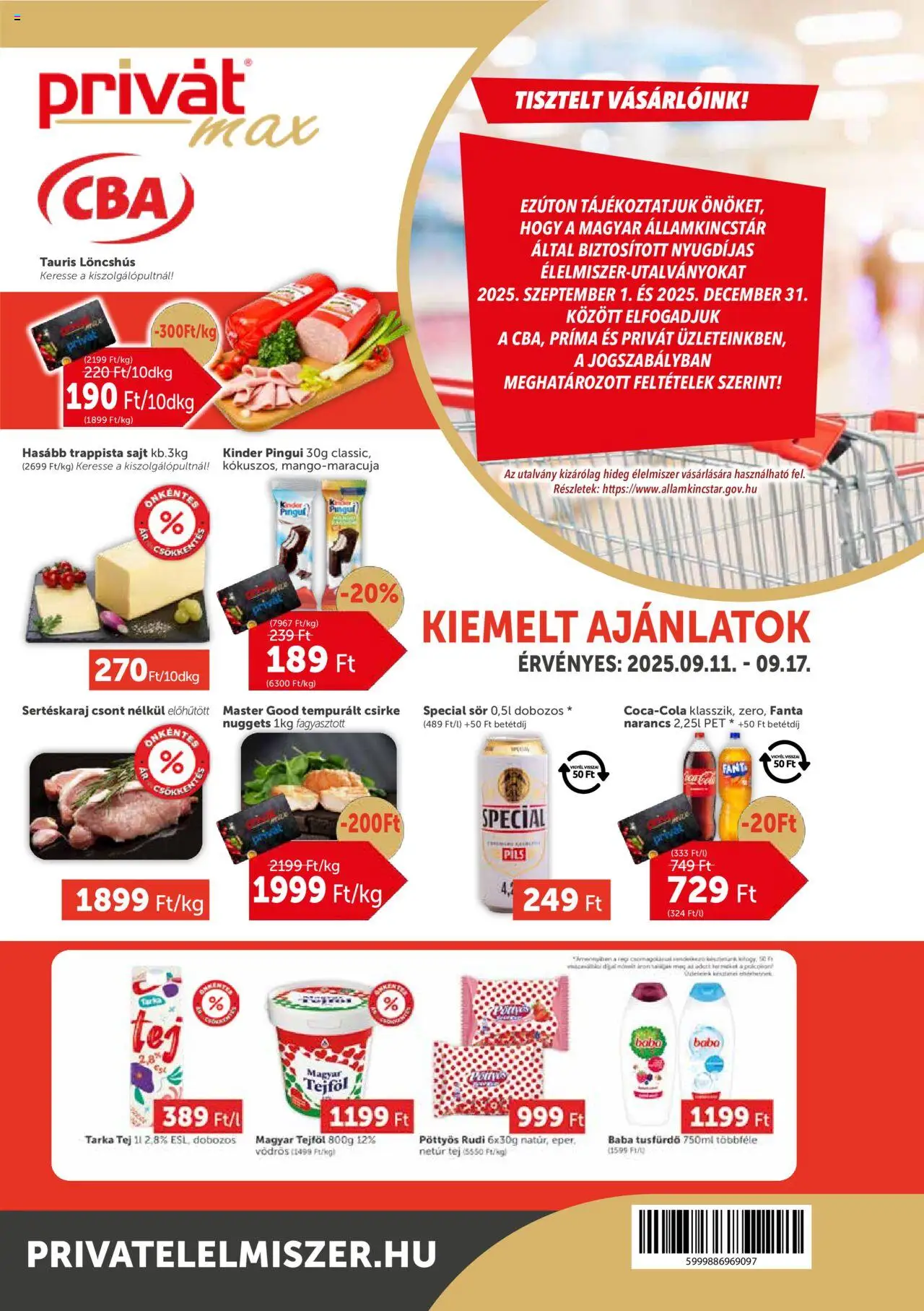 PRIVÁT aktuális szórólap, érvényes 2025.09.11.-től - 1 oldal