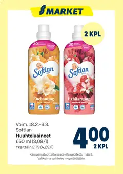Kaupan S-market Tarjoukset Softlan Huuhteluaineet esikatselu, voimassa 18/02/2026