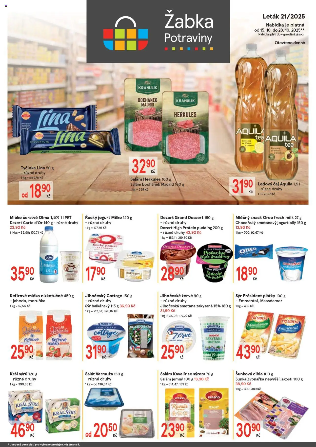 Náhled nabídky: Žabka Leták platný od 15.10.2025 - Protein, Sýr, Salát, Dezert, Cottage, Řecký jogurt, Žervé, High protein pudding