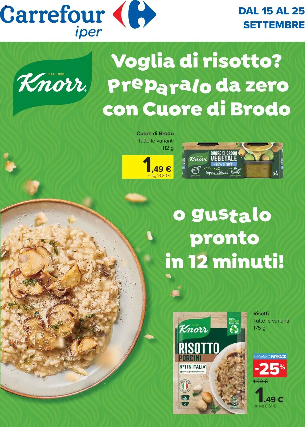 Volantino Carrefour valido da 15/09/2025 numero di pagina 1 - Sale, Brodo, Ingredienti