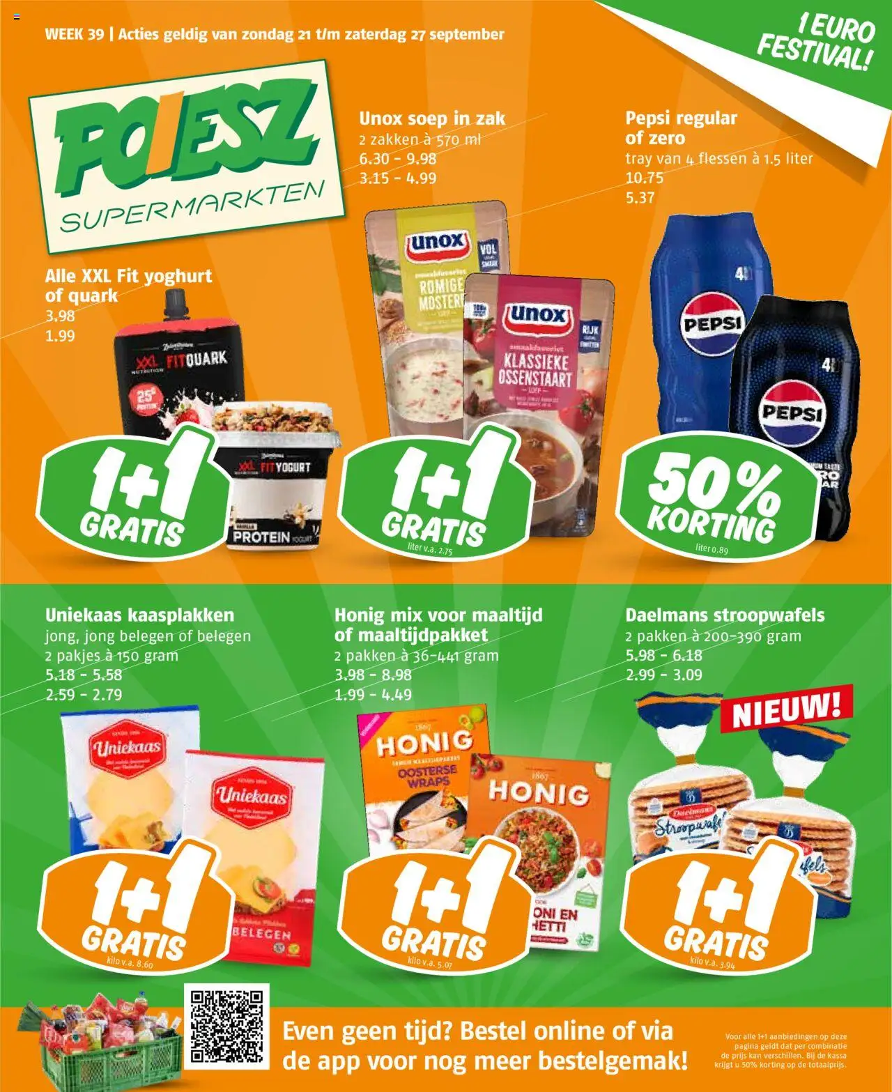 Poiesz shop Folder week 39 geldig vanaf 21-09-2025 - Paginanummer 1 - Yoghurt, Kan, Pepsi, Zak