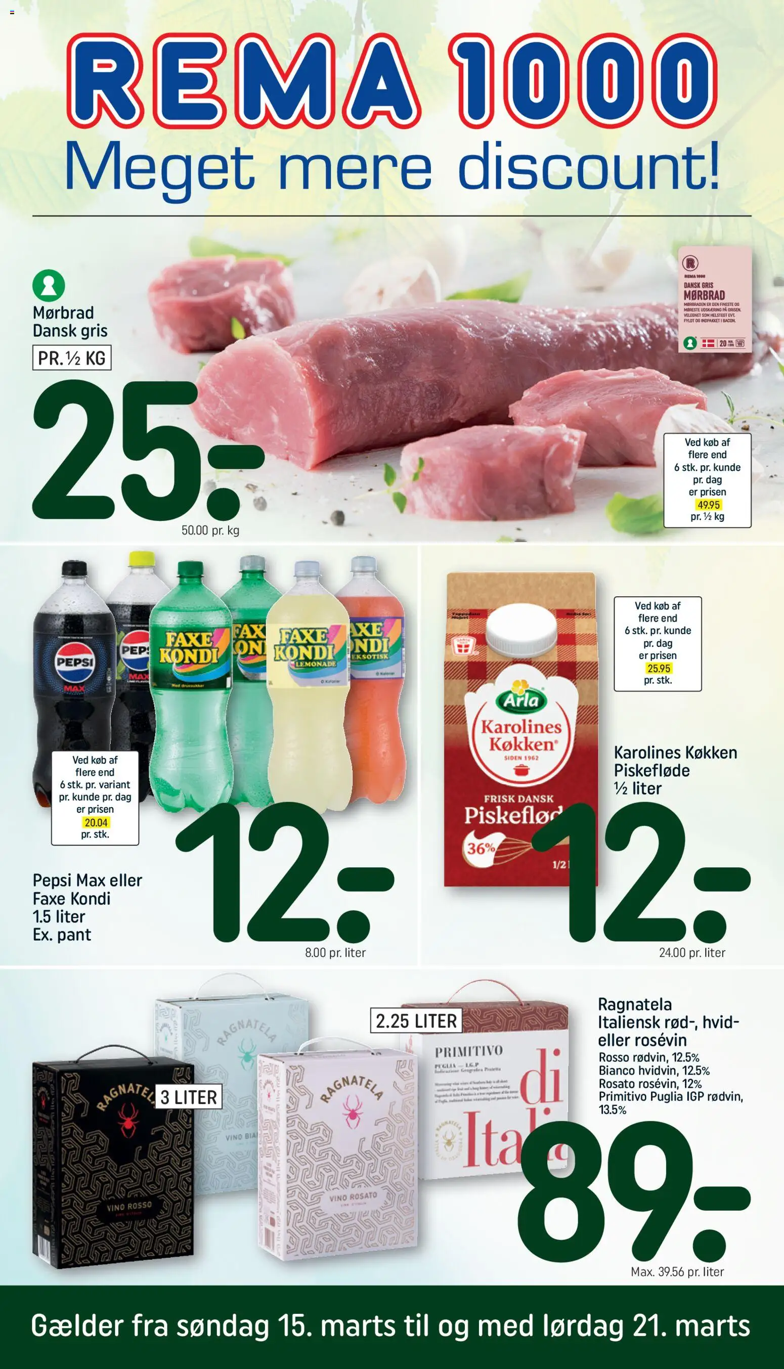 Eksempel på tilbudsavis Rema 1000 - Tilbudsavis uge 12 fra butik Rema 1000 gyldig fra 15/03/2026