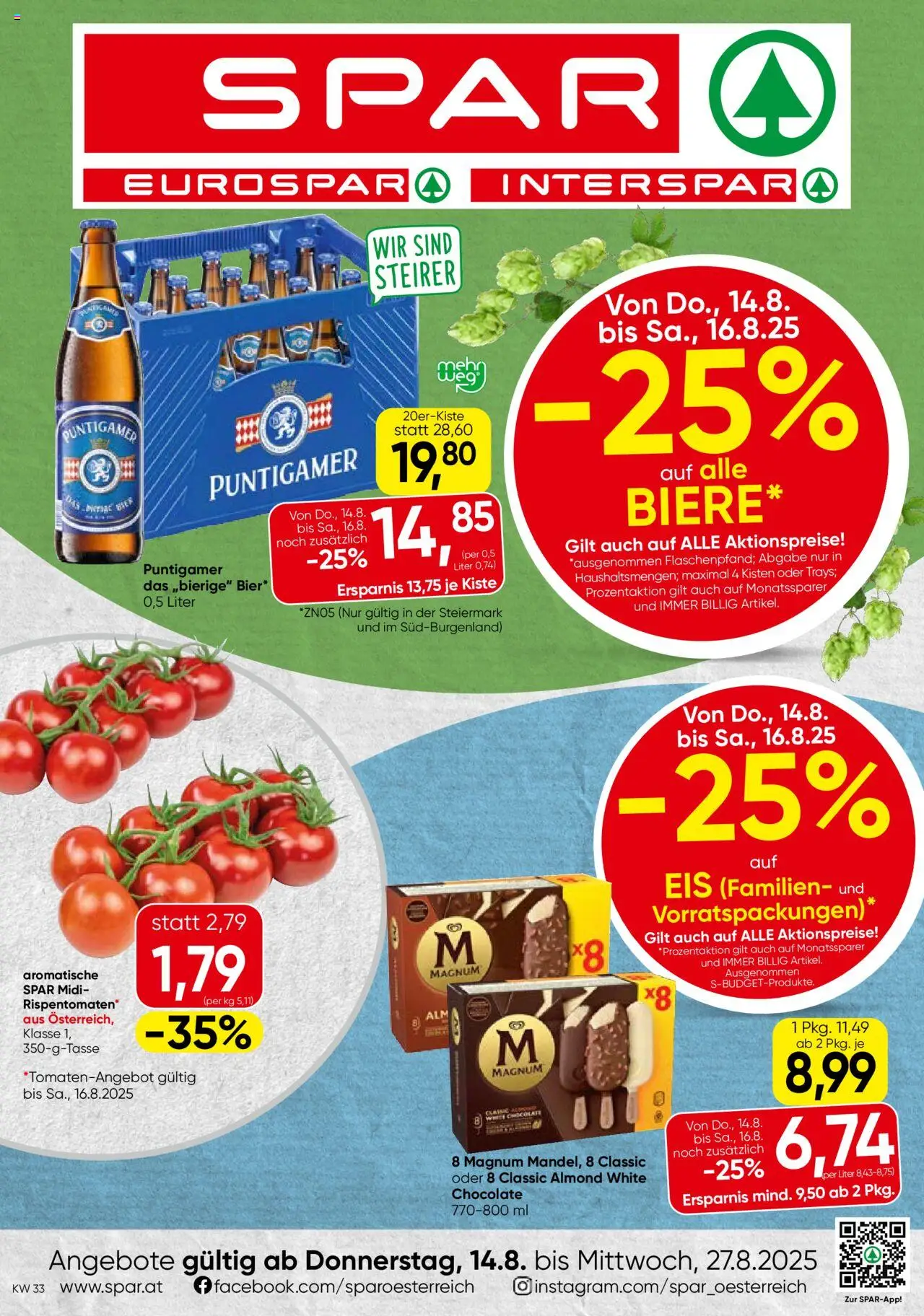  SPAR Flugblatt 14.08.2025 - Prospekt "Steiermark" - Seite 1
