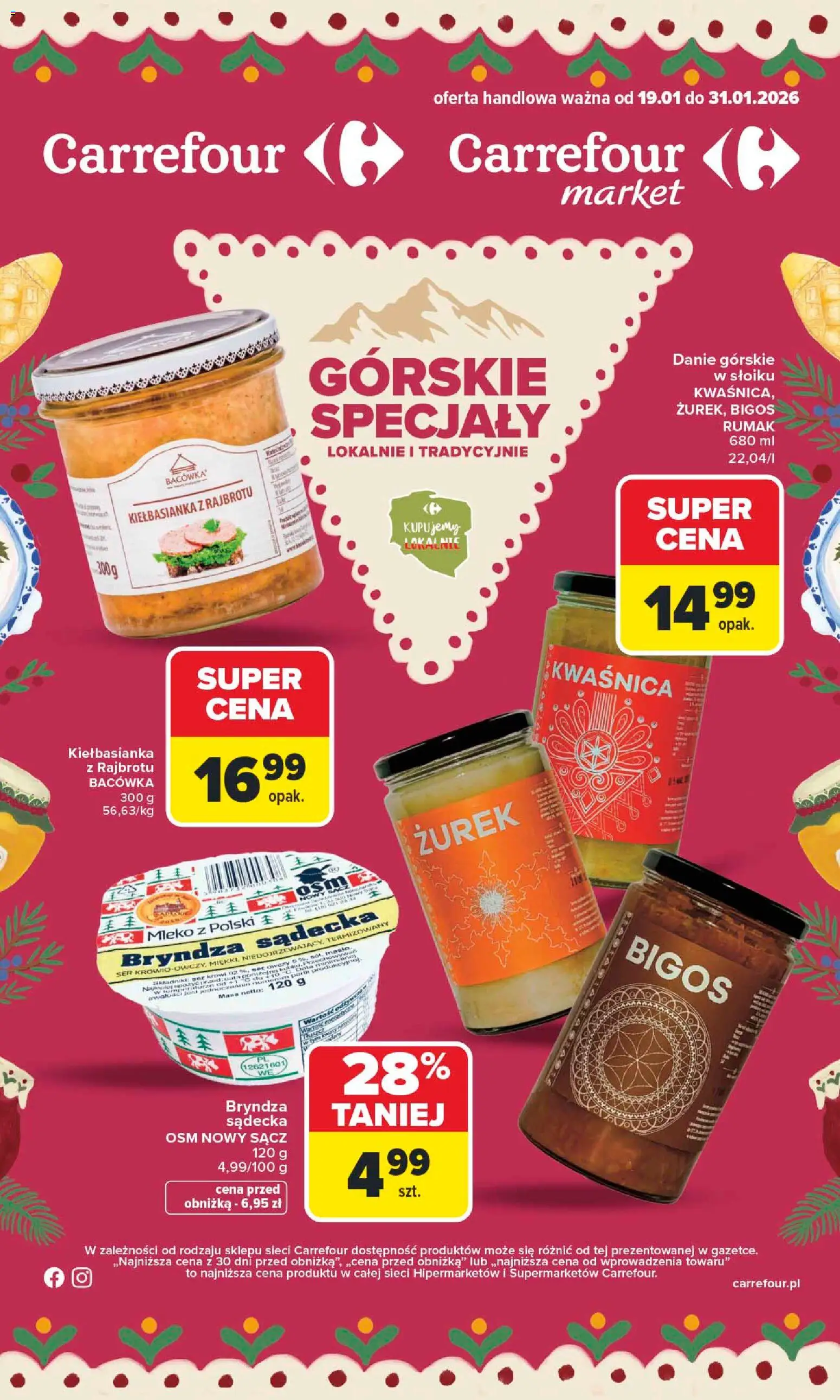 Pogląd gazetki "Górskie Specjały" ze sklepu Carrefour ważnej od 19.01.2026 - Zurek, Mleko, Ser, Bryndza, Specjały