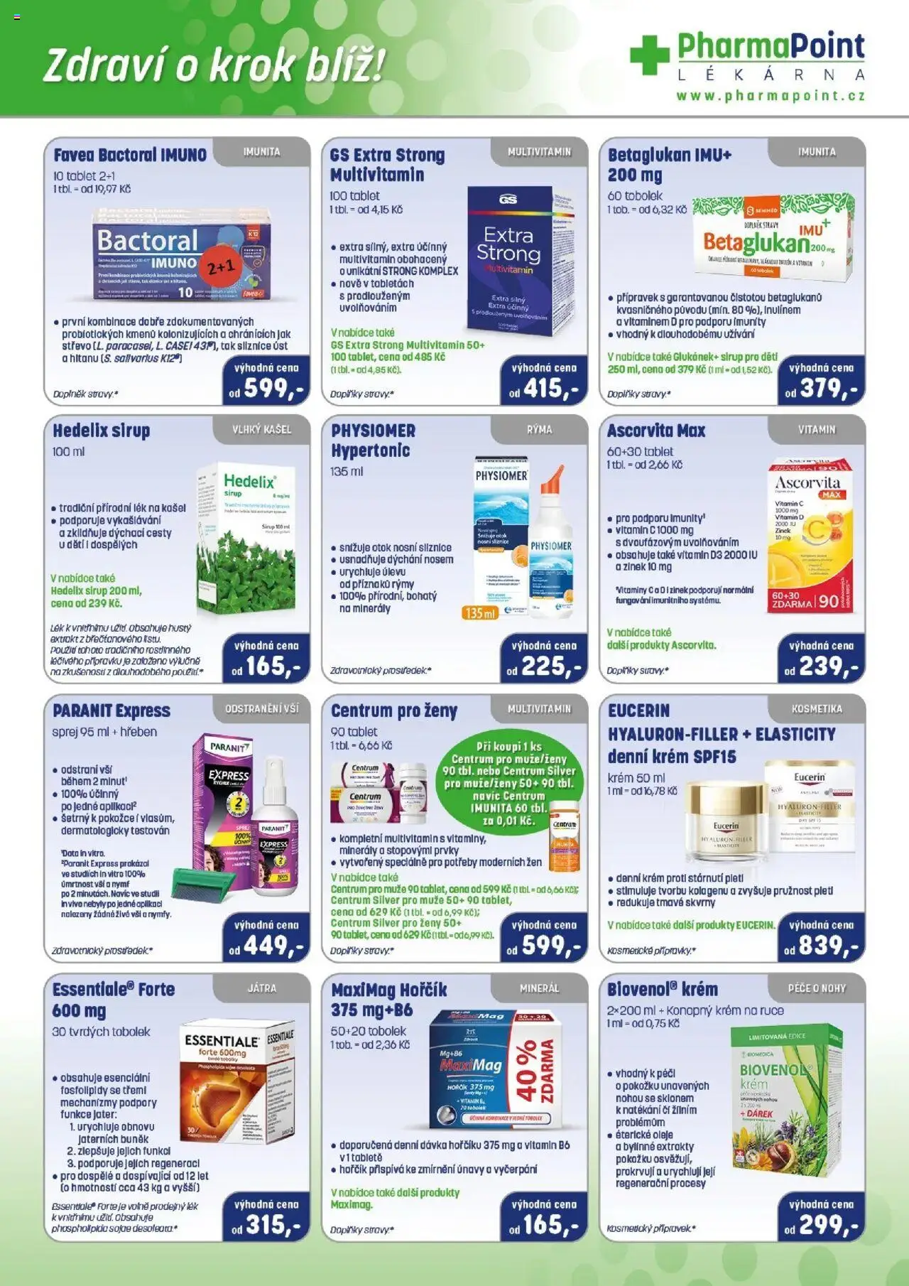  Pharmapoint Leták (01.09.2025 - 30.09.2025) - Tablet, Vitamin D, Hořčík, Vitamin c, Oleje, Minerály, Multivitamin, Krém