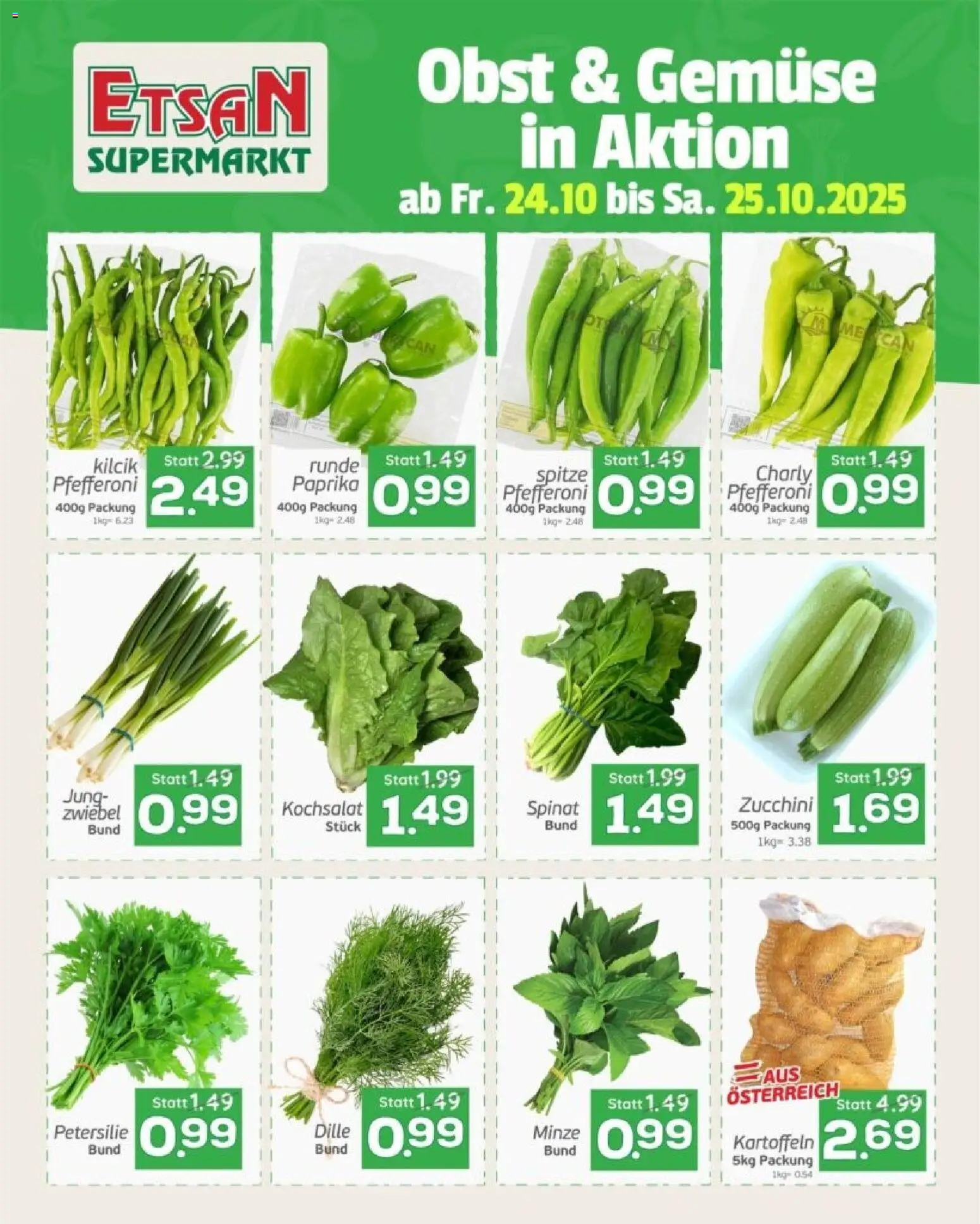  ETSAN Obst & Gemüse in Aktion ab (24.10.2025 - 25.10.2025) - Seite 1 - Zucchini, Gemüse, Petersilie, Obst, Kartoffeln