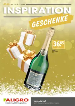 Vorschau des Merkblatts Aktionen Geschenke Chavannes, Matran, Genf, Sitten vom Shop Aligro gültig von 03.11.2025 bis 15.11.2025