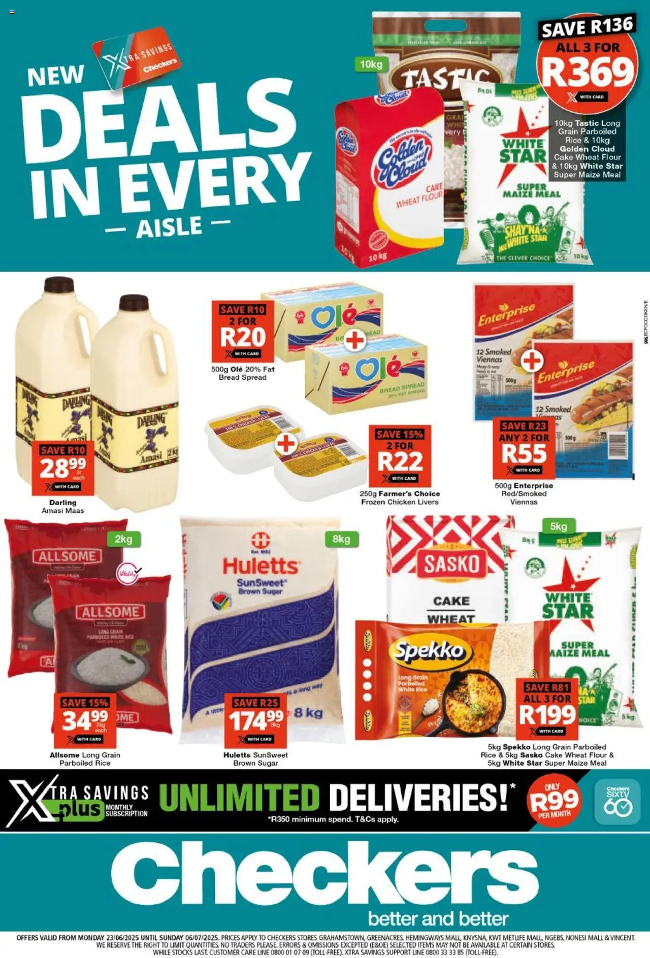 Checkers Eastern Cape - Xtra Savings 23/06 - 06/07/2025 >> Catalogue - Bread, Chicken, Rice, Sugar, Flour, Cake, Spread, Frozen chicken