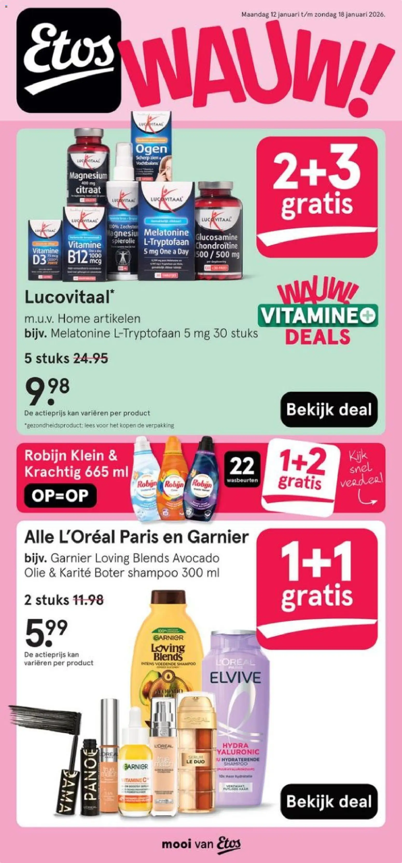 Voorbeeld van Folder van winkel Etos geldig vanaf 12-01-2026 - Avocado, Shampoo, Robijn, Kan, Boter, Olie