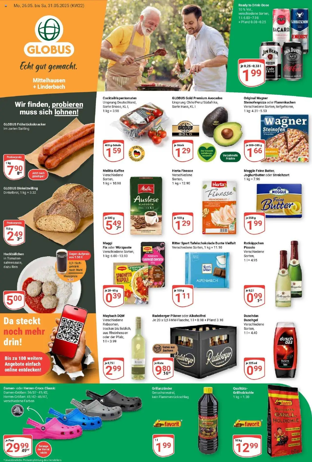 Globus Prospekt ab Montag 25.05.2025 > Prospekt Erfurt-Linderbach - Pizza, Kaffee, Grill, Cola, Melitta, Melitta kaffee, Maggi fix, Radeberger pilsner