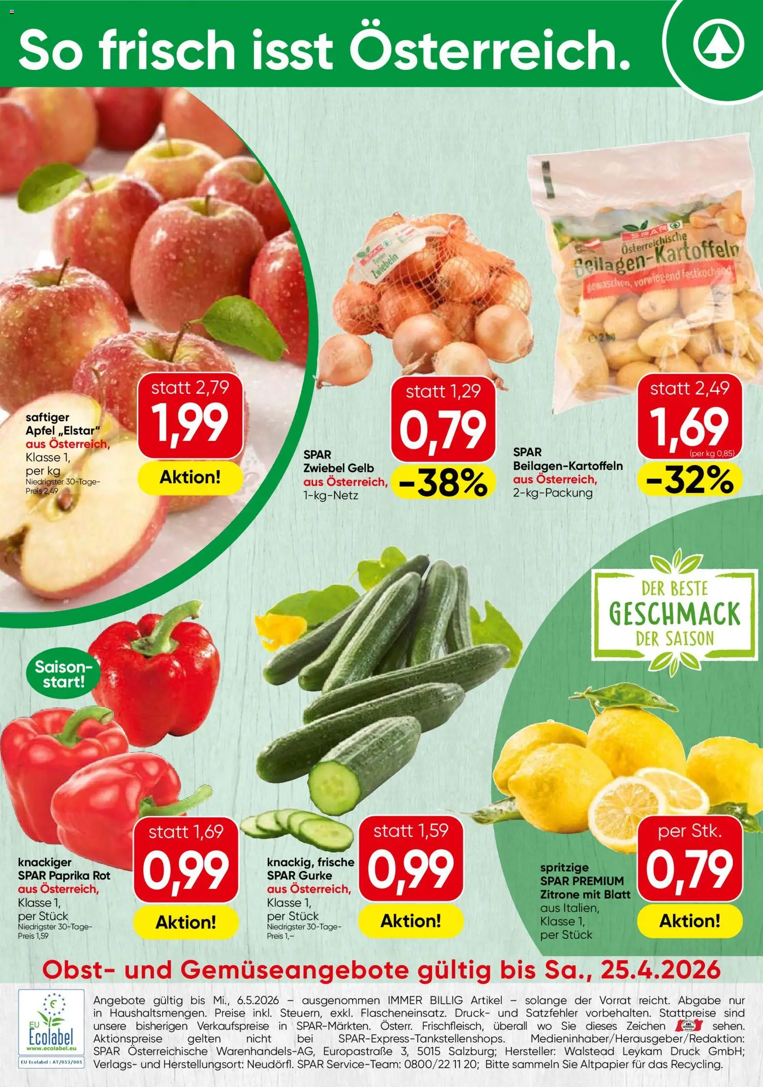 Vorschau der Angebote: Spar Spar Obst & Gemüse gültig ab 20.04.2026