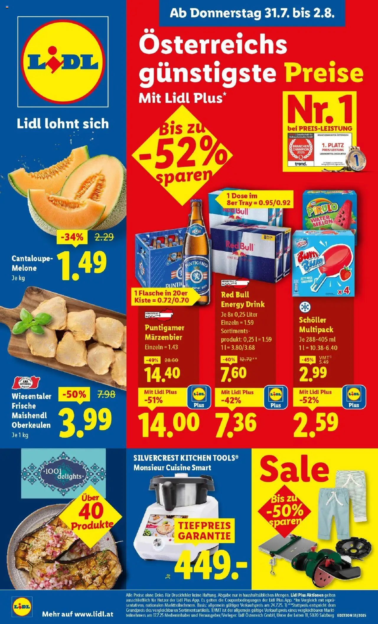 LIDL Flugblatt ab 31.07.2025 - Angebote "Fohnsdorf, Neunkirchen, Graz" - Seite 1 - Bier, Melone