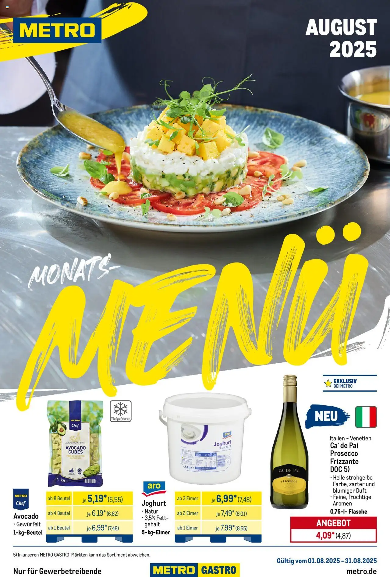 Metro Prospekt ab 01.08.2025 - Monats-Menü