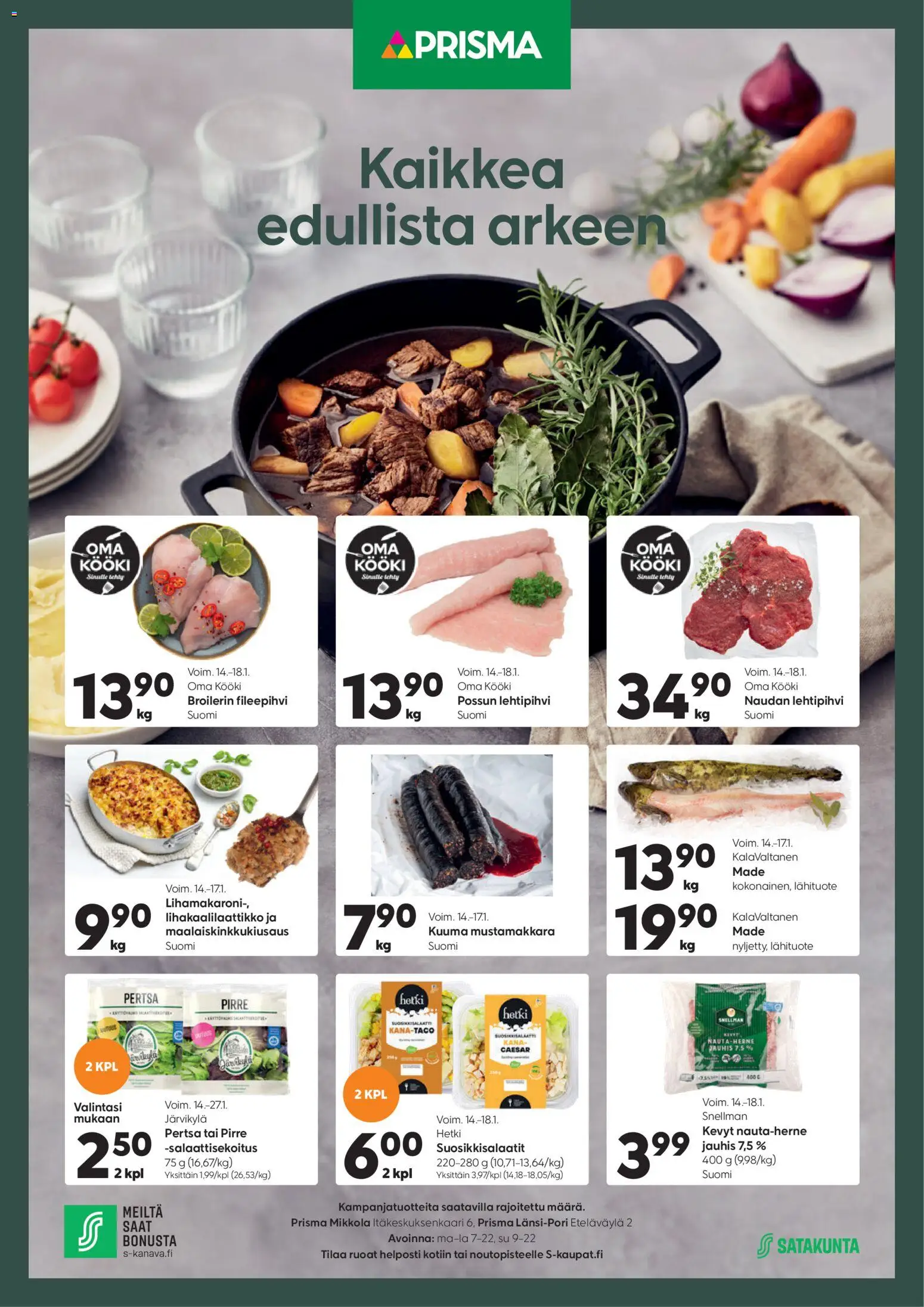 Kaupan Prisma Kaikkea edullista arkeen esikatselu, voimassa 14/01/2026