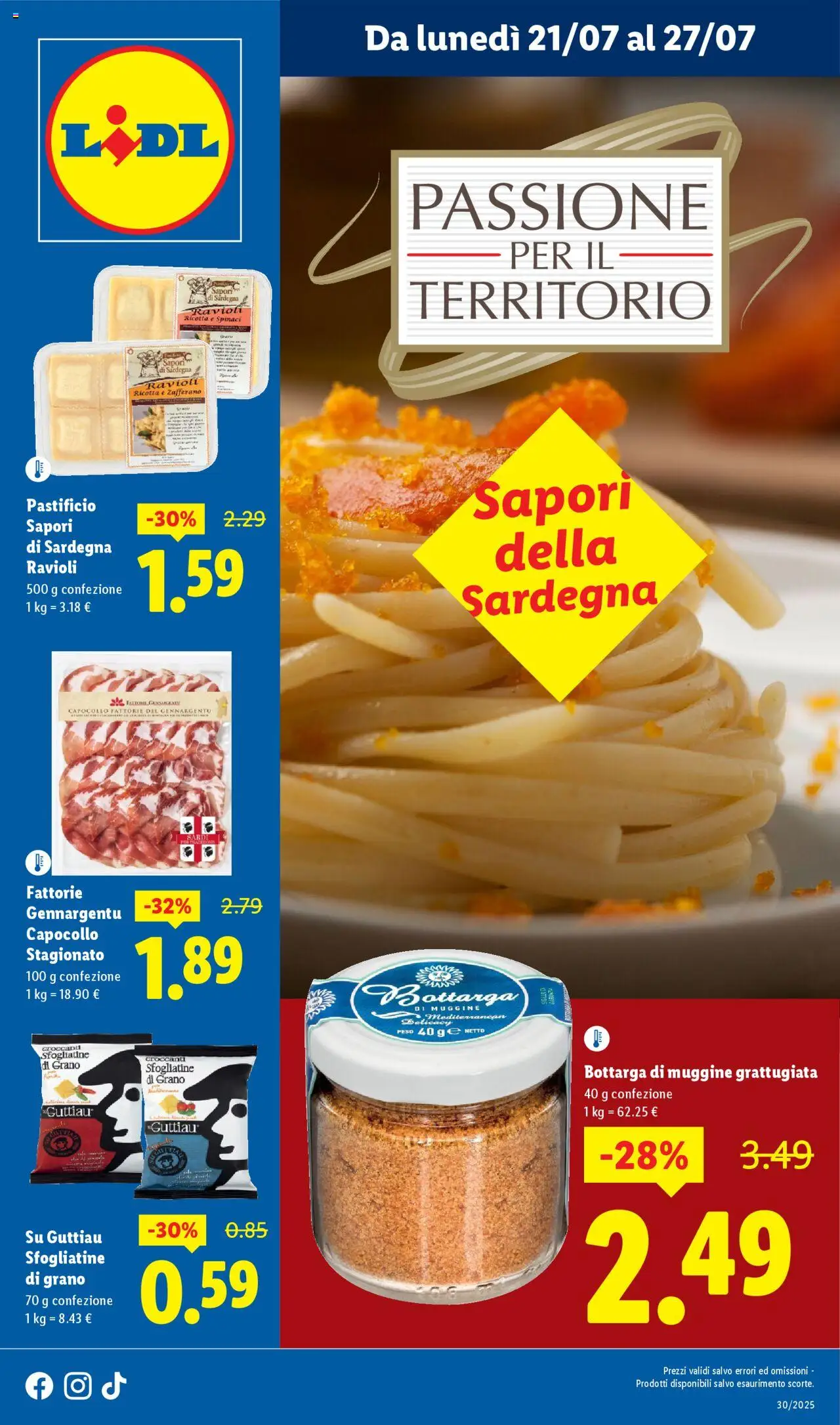 Volantino Lidl valido da 21/07/2025 numero di pagina 1 - Pasta, Spinaci, Crackers, Ravioli, Ricotta