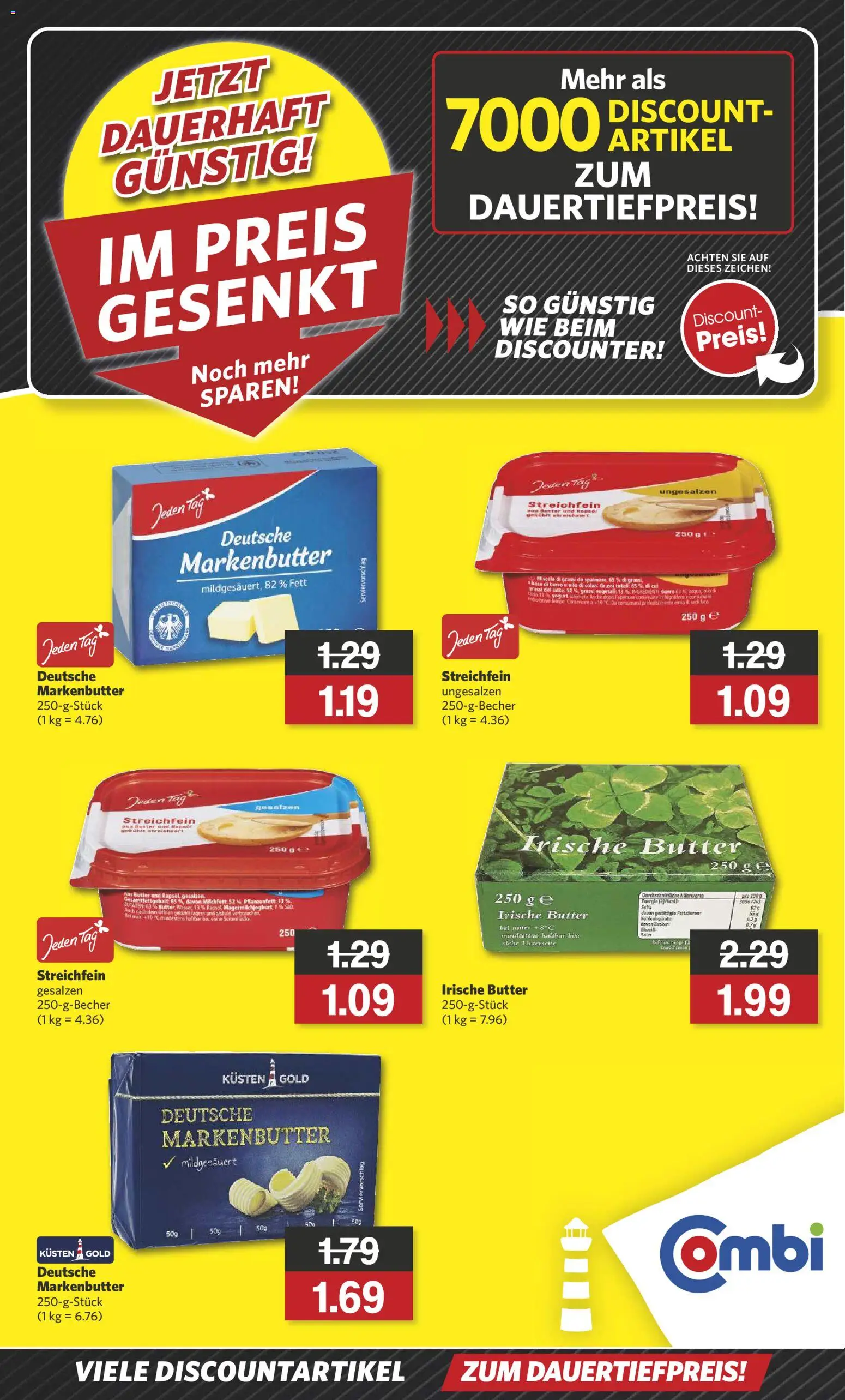 Vorschau von dem Prospekt des Geschäftes Combi, gültig ab dem 01.12.2025 - Butter, Wasser, Zucker, Rapsöl, Tempo