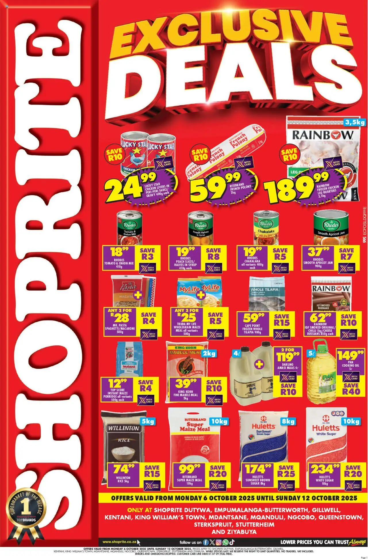 Shoprite Eastern Cape - Shoprite Price Exclusive Deals 06/10 - 12/10/2025 >> Catalogue