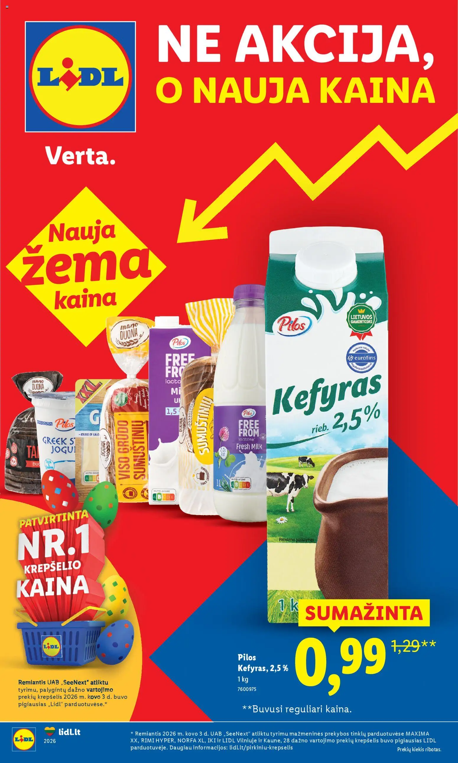 LIDL parduotuvės leidinio LIDL leidinys - Ne akcija, o nauja kaina galiojančio nuo 2026.03.23 peržiūra - Duona, Krepšelis