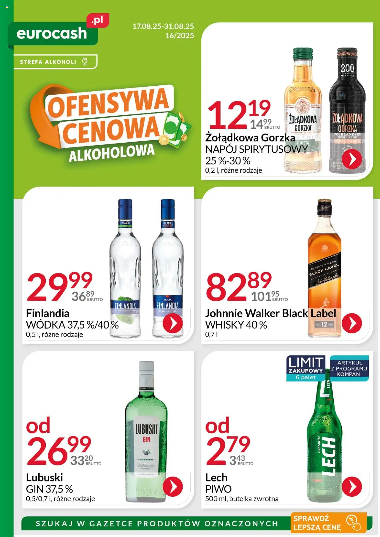 Eurocash Ofensywa Cenowa Alkoholowa od 17.08.2025 - Nowa Gazetka - Numer strony 1