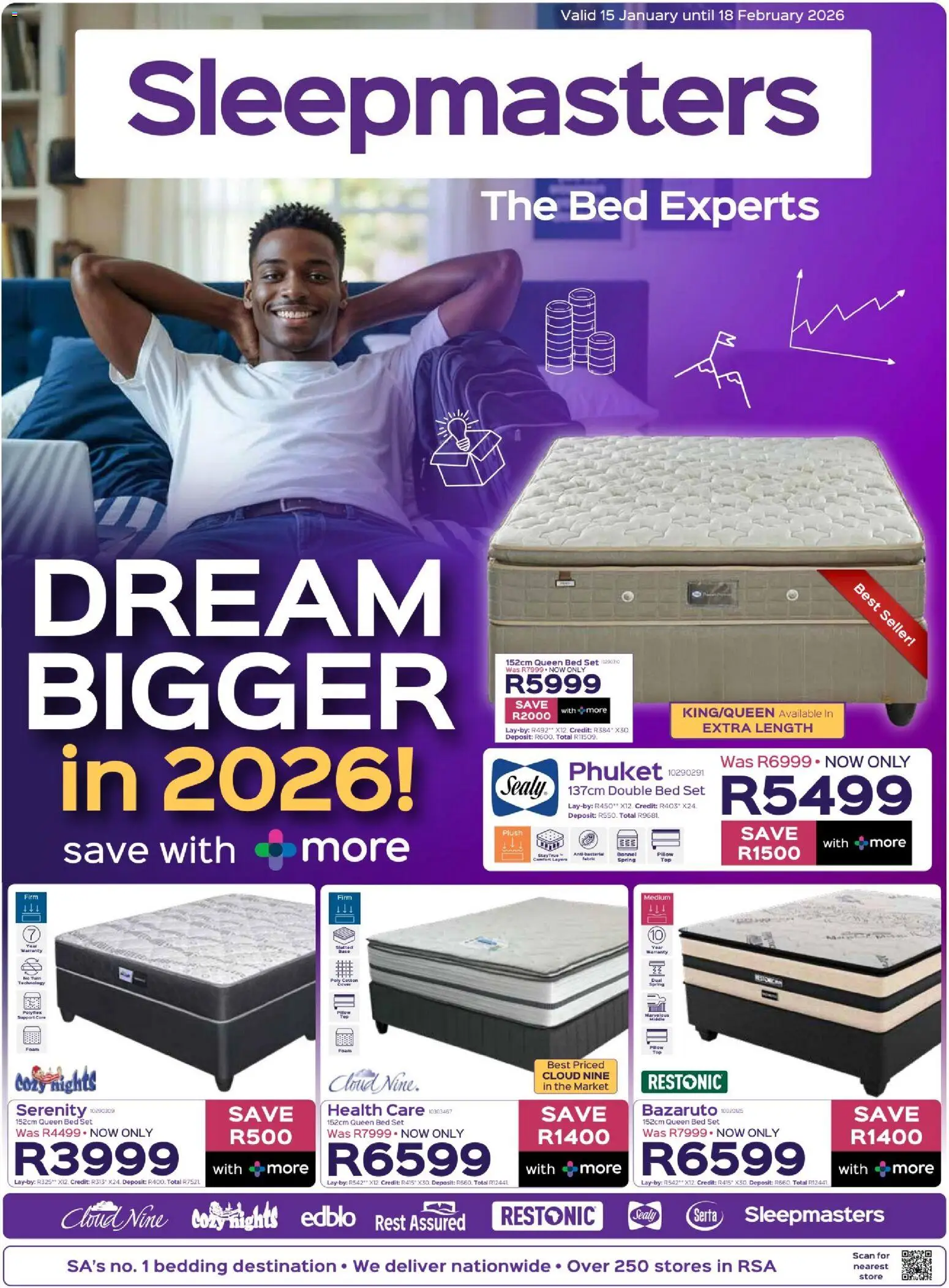 Preview of Sleepmasters flyer valid from 15/01/2026 - Bed, Double bed, Pillow, Queen bed, Foam