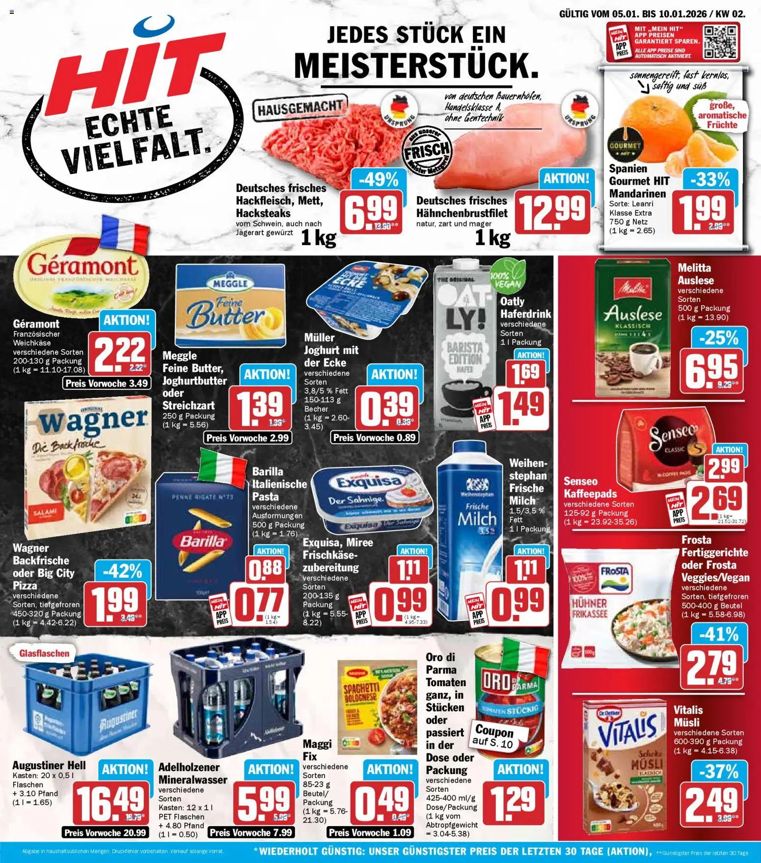 Vorschau von dem Prospekt des Geschäftes HIT, gültig ab dem 05.01.2026 - Maggi, Mineralwasser, Milch, Salami, Melitta, Mandarinen, Exquisa, Musli