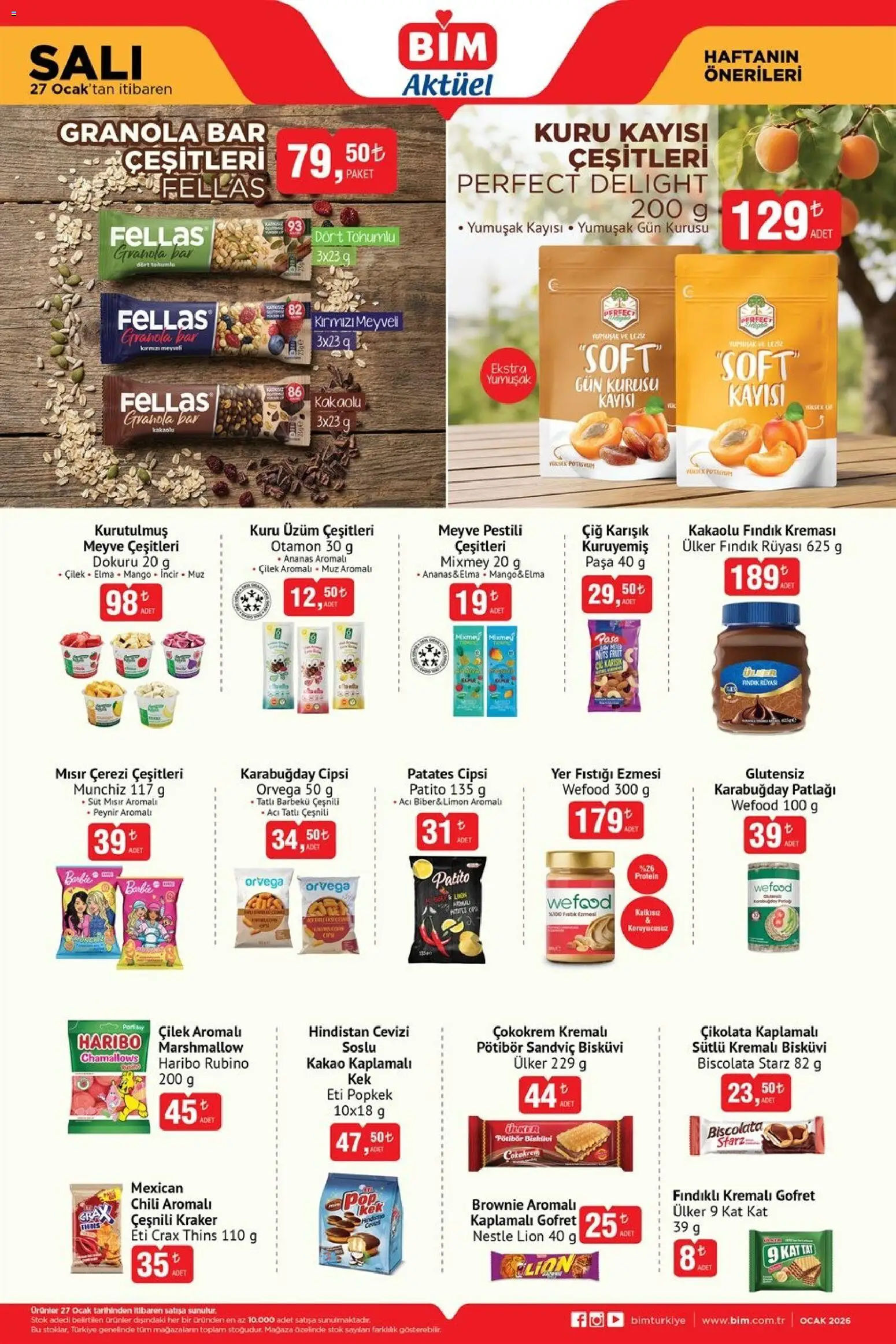 BİM Katalog 27.01.2026 - Broşürünün önizlemesi - Fındık, Çikolata, Peynir, Çilek, Patates, Üzüm, Gofret, Kuru üzüm