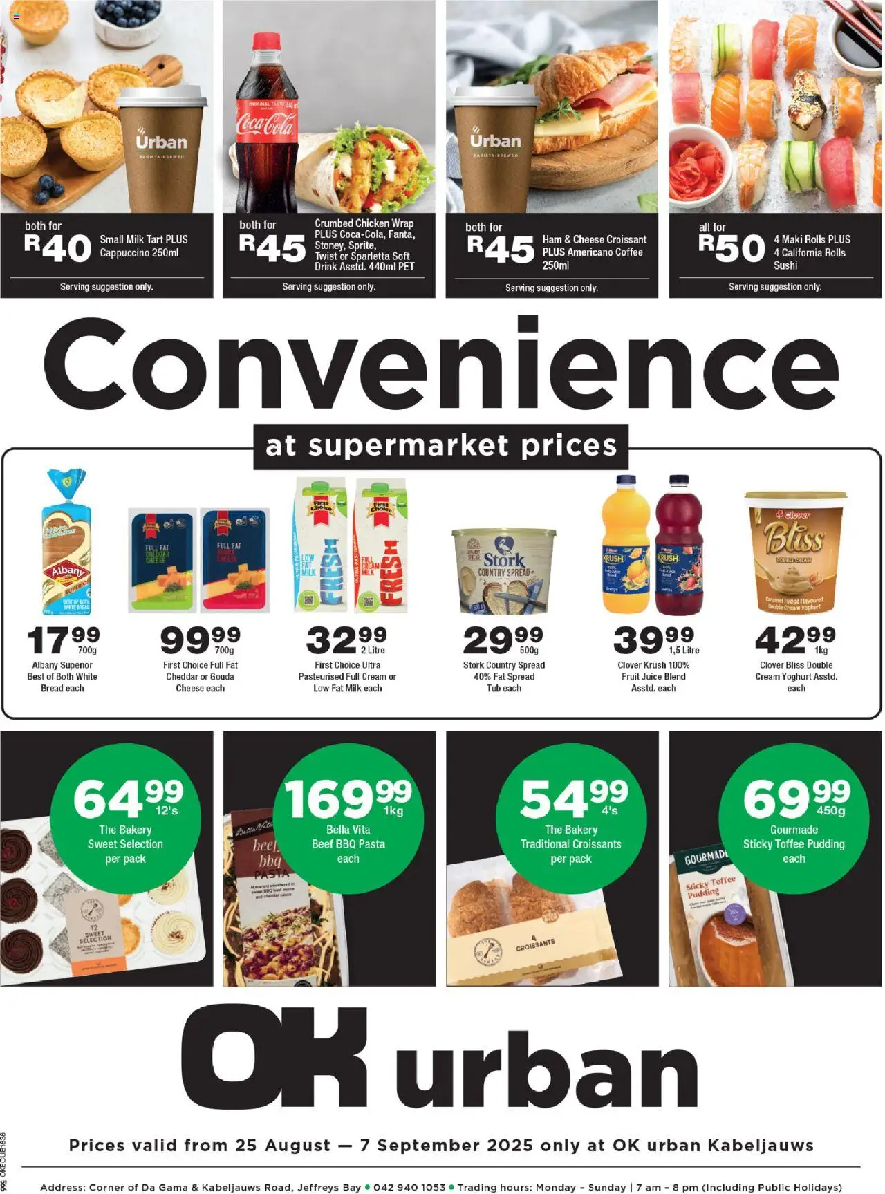 OK Foods Eastern Cape - OK Urban from 25/08 - 07/09/2025 > Promotions - Coffee, Pasta, Milk, Cheese, Cream, Ham, Spread, Fat spread