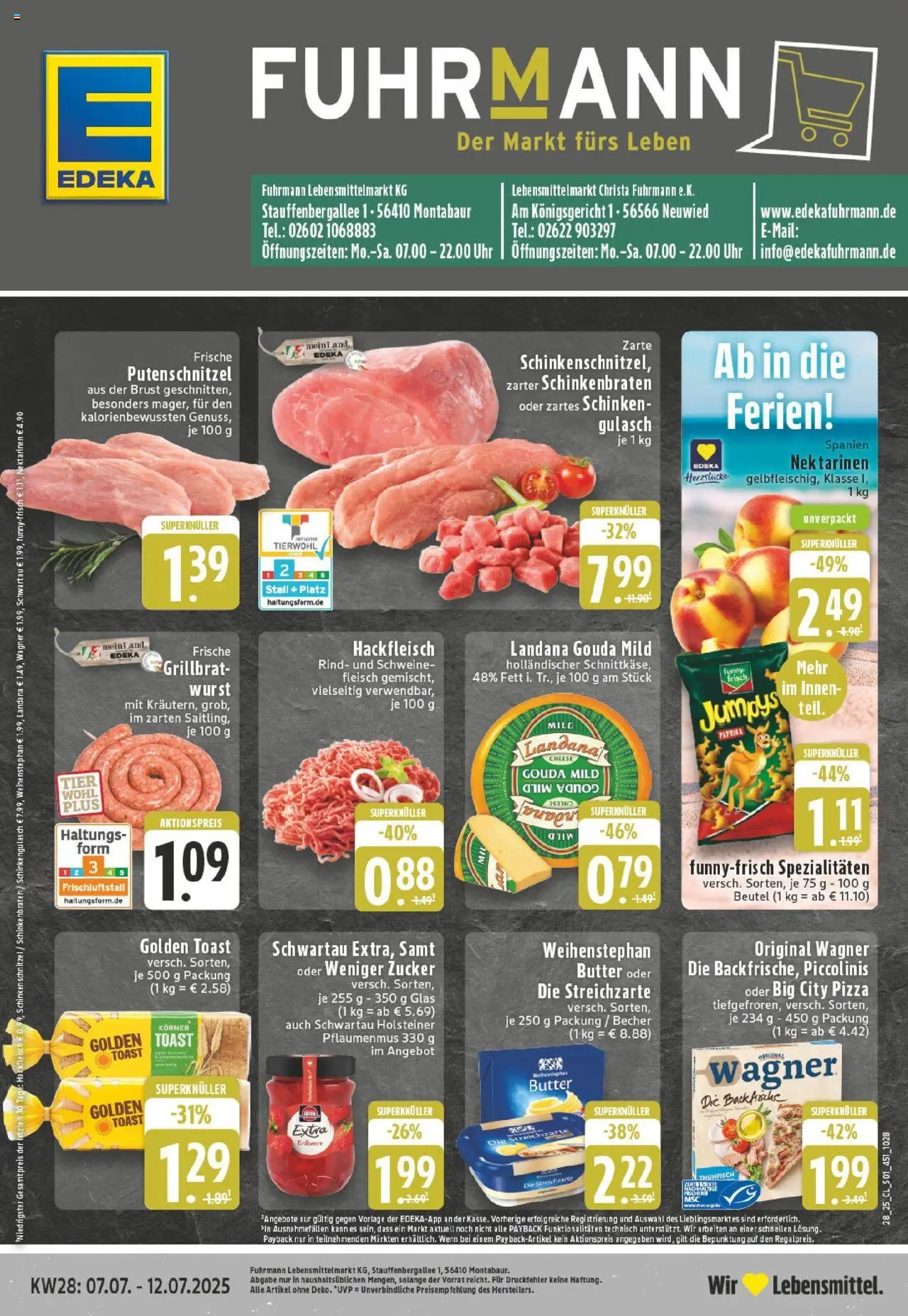 EDEKA Prospekt ab 06.07.2025 - Prospekt Neuwied Online - Pizza, Chips, Butter, Thunfisch, Paprika, Piccolinis, Schinken, Gouda