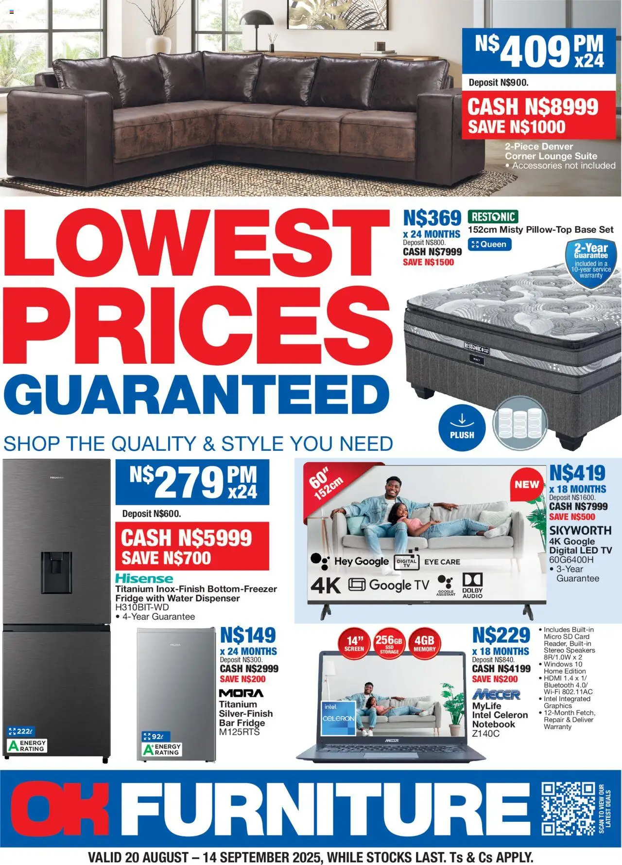 OK Furniture Lowest Prices Catalogue Namibia from 20/08 - 14/09/2025 > Promotions