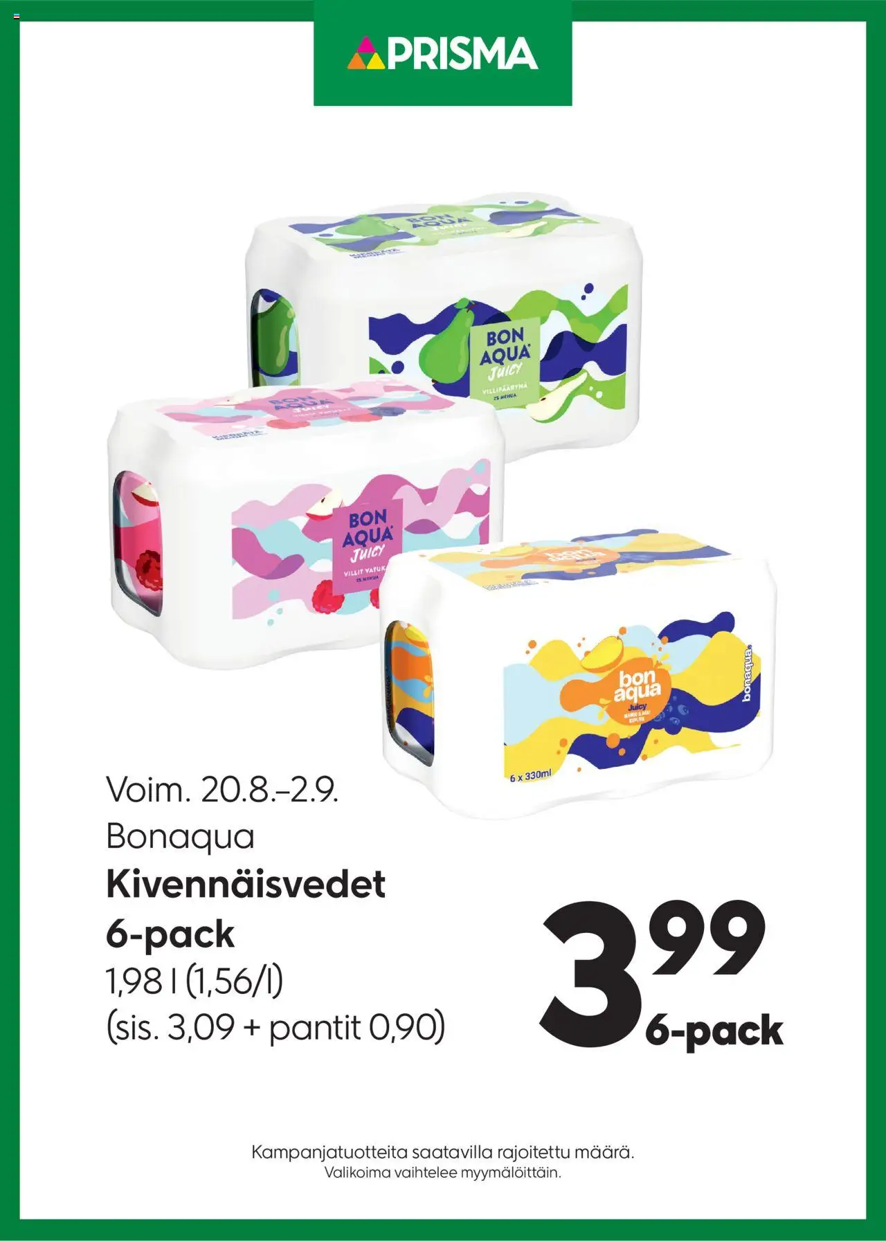 Prisma-kaupan Tarjoukset Bonaqua voimassa 20/08/2025 - Sivulla 1
