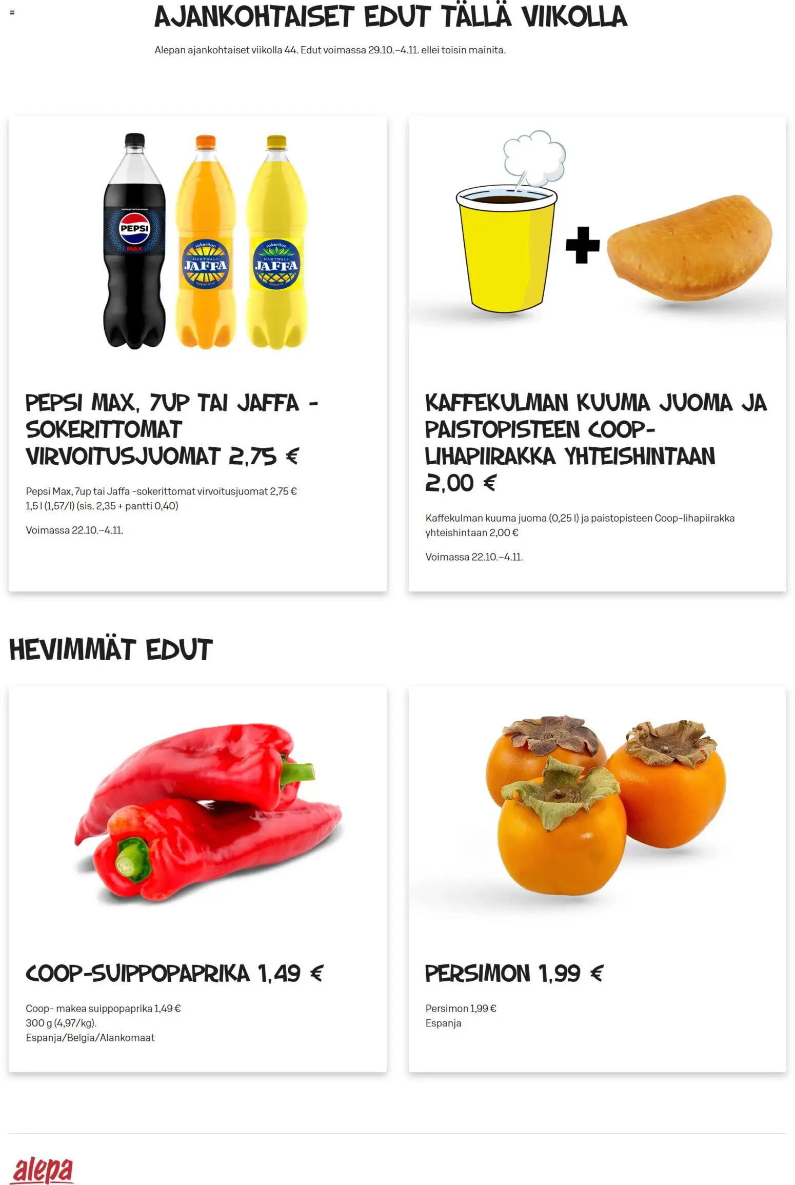 Kaupan Alepa Tarjoukset esikatselu, voimassa 29/10/2025 - Pepsi, Virvoitusjuomat