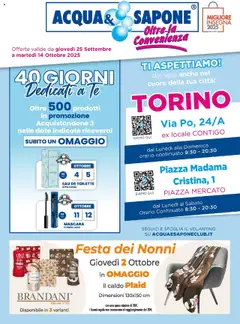 Anteprima dell'opuscolo Volantino Torino dal negozio Acqua e Sapone valido da 25/09/2025